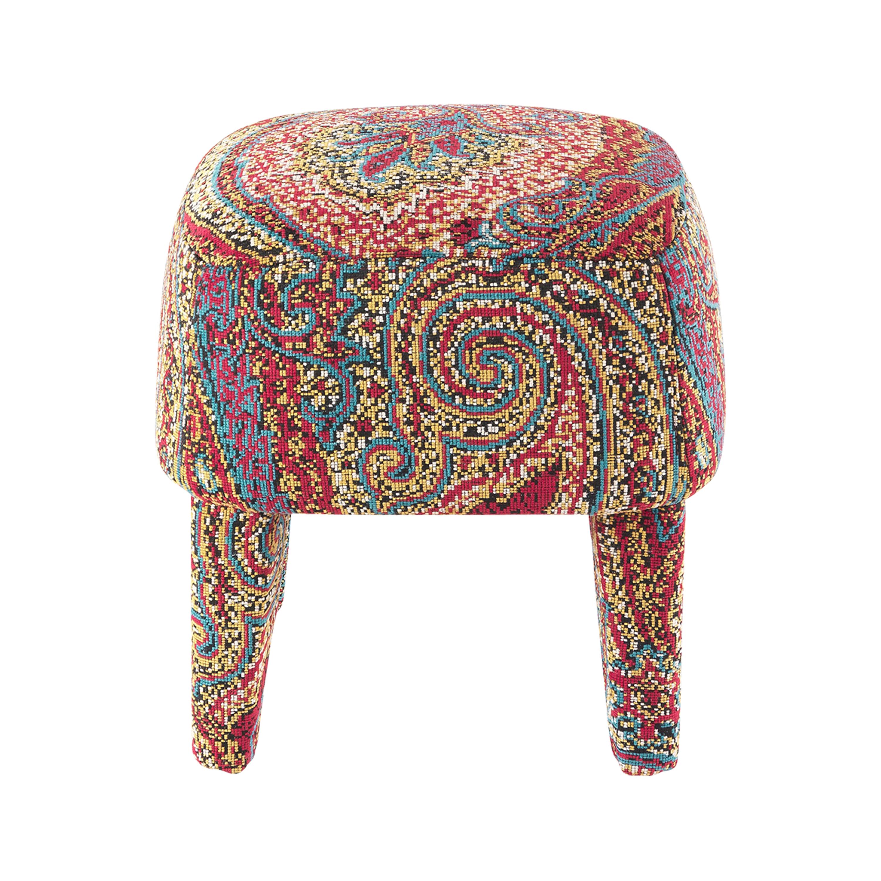 21st Century Mini Pouf in Jacquard Rakam by Etro Home Interiors For Sale