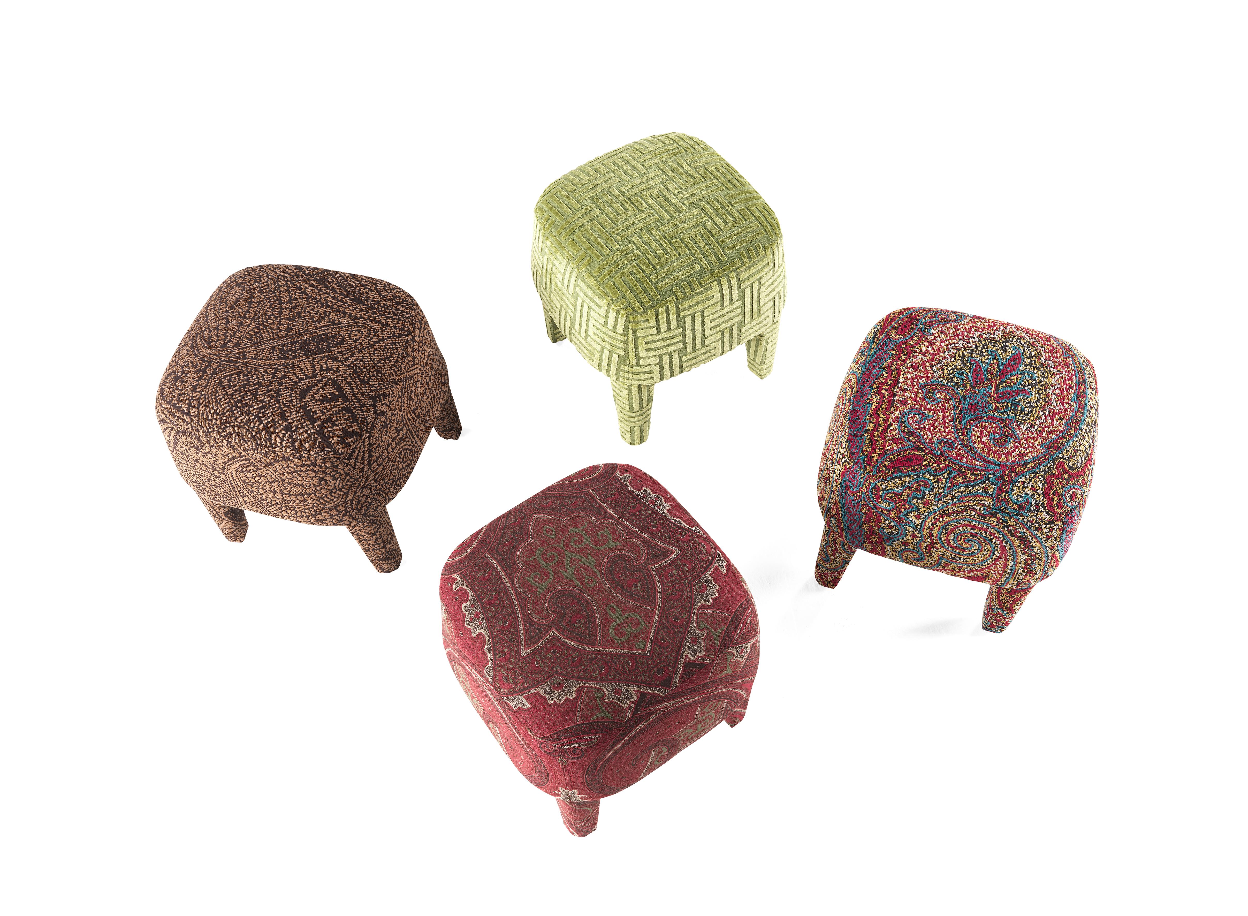 Italian Etro Home Interiors Mini Pouf in Jacquard Zulu