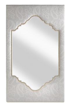 21st Century Shanti Mirror in White Paisley Fabric by Etro Home Interiors
