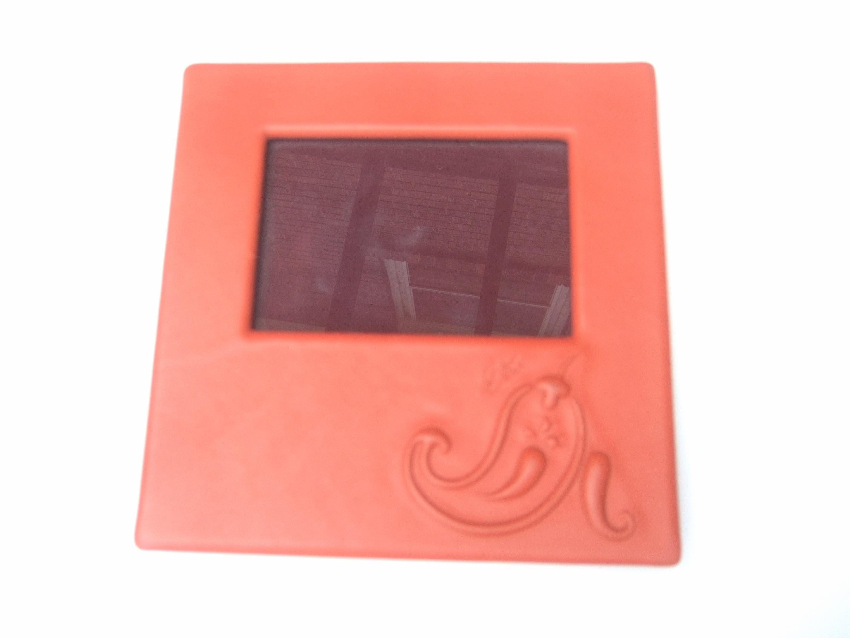 Women's or Men's Etro Italian Orange Leather Photo Frame circa 21st C  For Sale