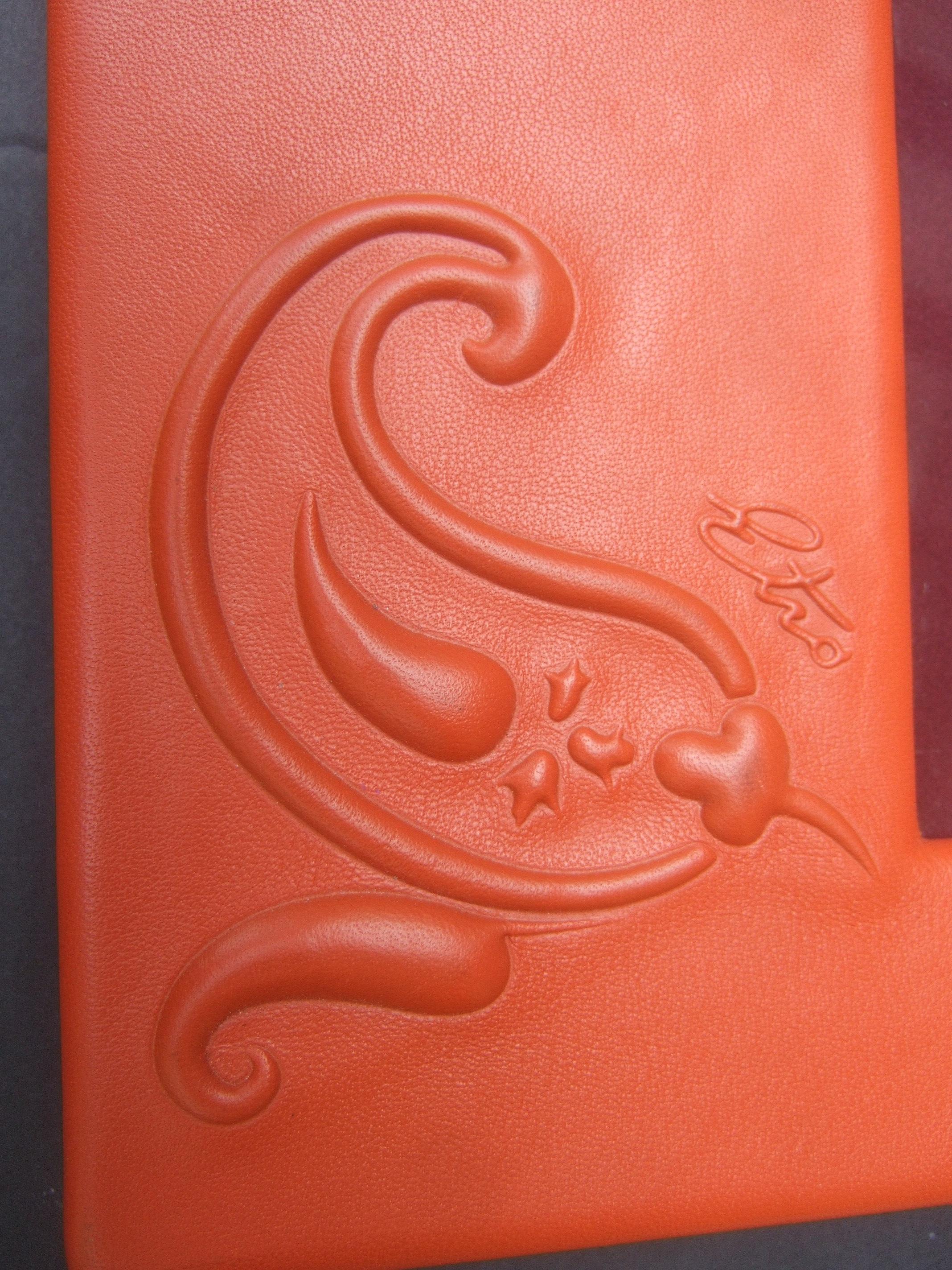 Etro Italian Orange Leather Photo Frame circa 21st C  For Sale 1