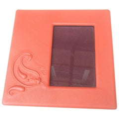 Etro Italian Orange Leather Photo Frame circa 21st C 