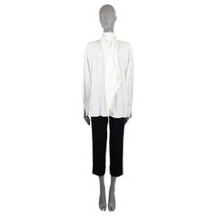 ETRO ivory silk SANTA BARBARA DRAPED PUSSY BOW Blouse Shirt 44 L