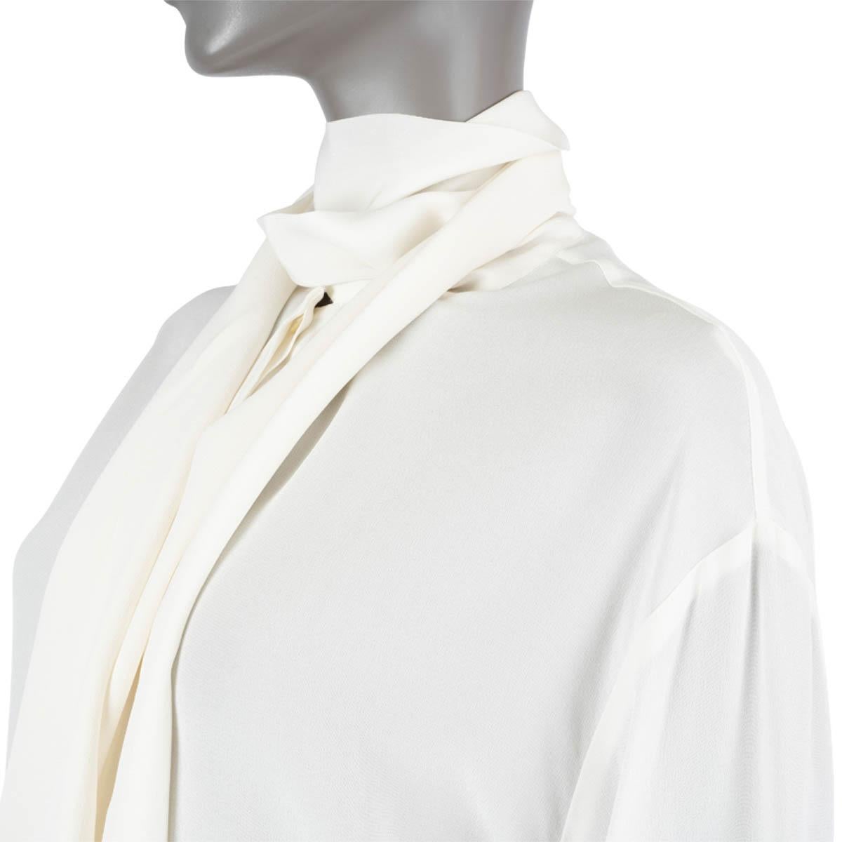 ETRO ivory silk SANTA BARBARA DRAPED PUSSY BOW Blouse Shirt 44 L For Sale 1
