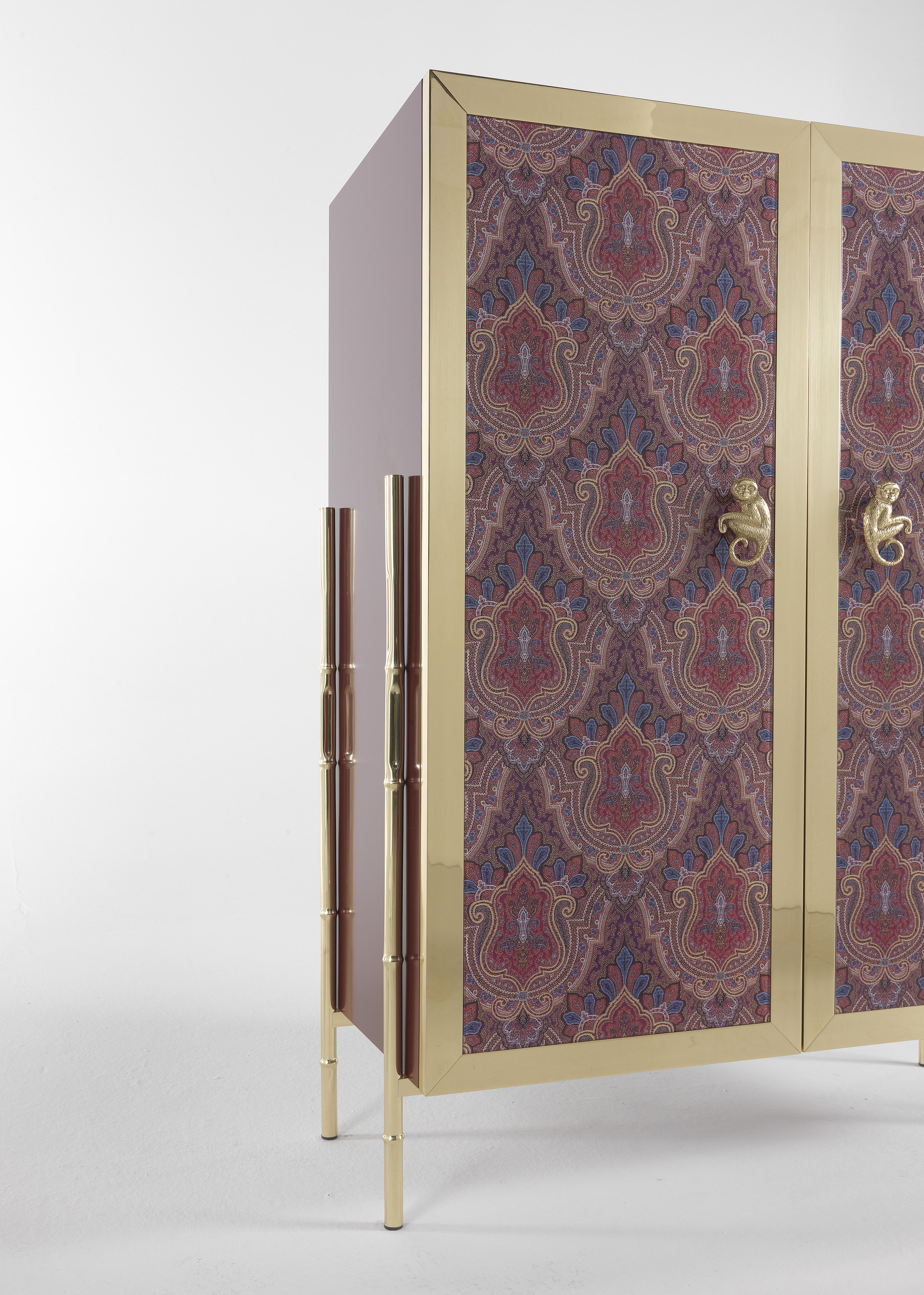 Italian 21st Century Janis Cabinet in Polished Brass by Etro Home Interiors