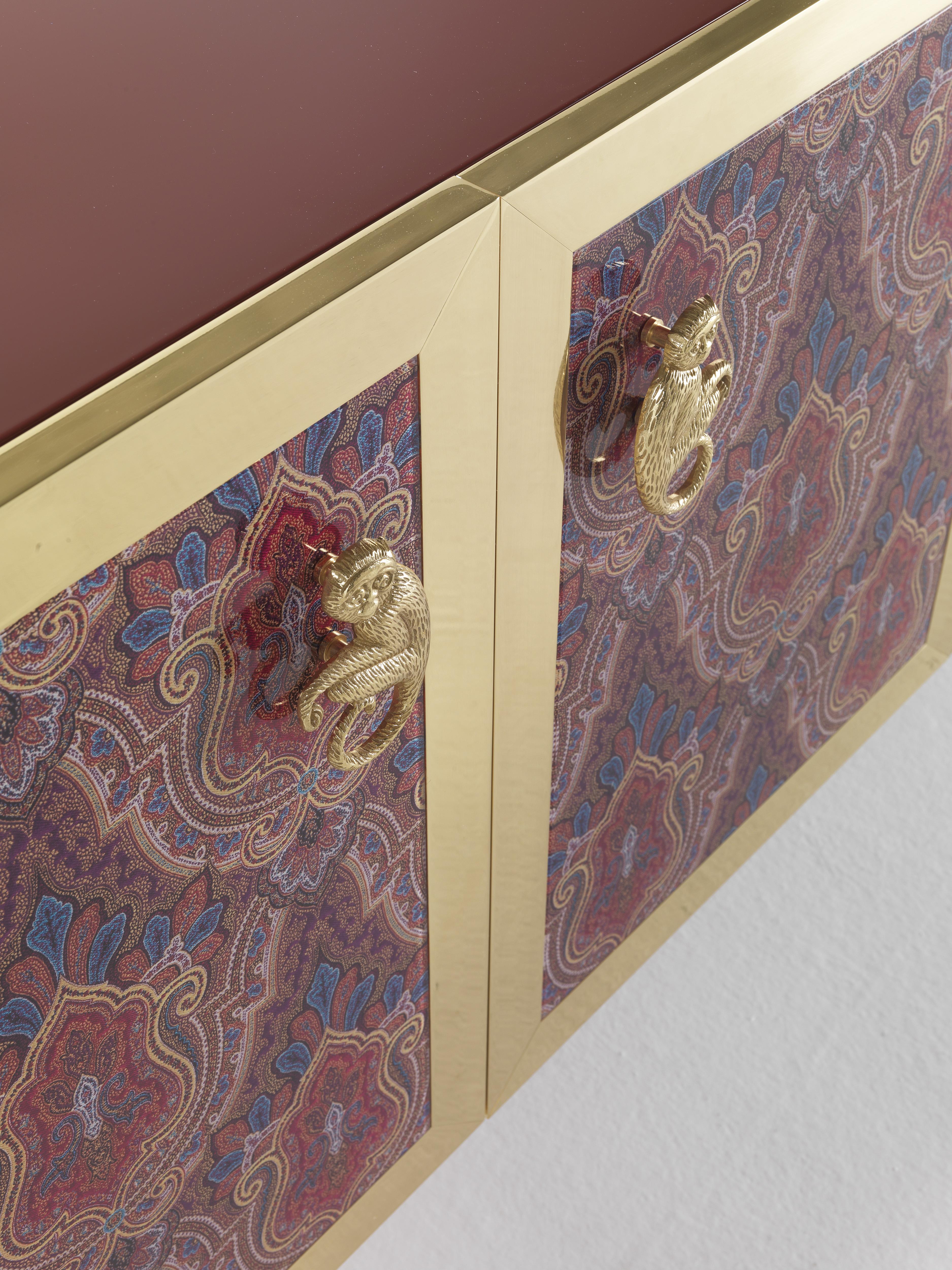 Italian 21st Century Janis Sideboard in Brass and Fabric by Etro Home Interiors