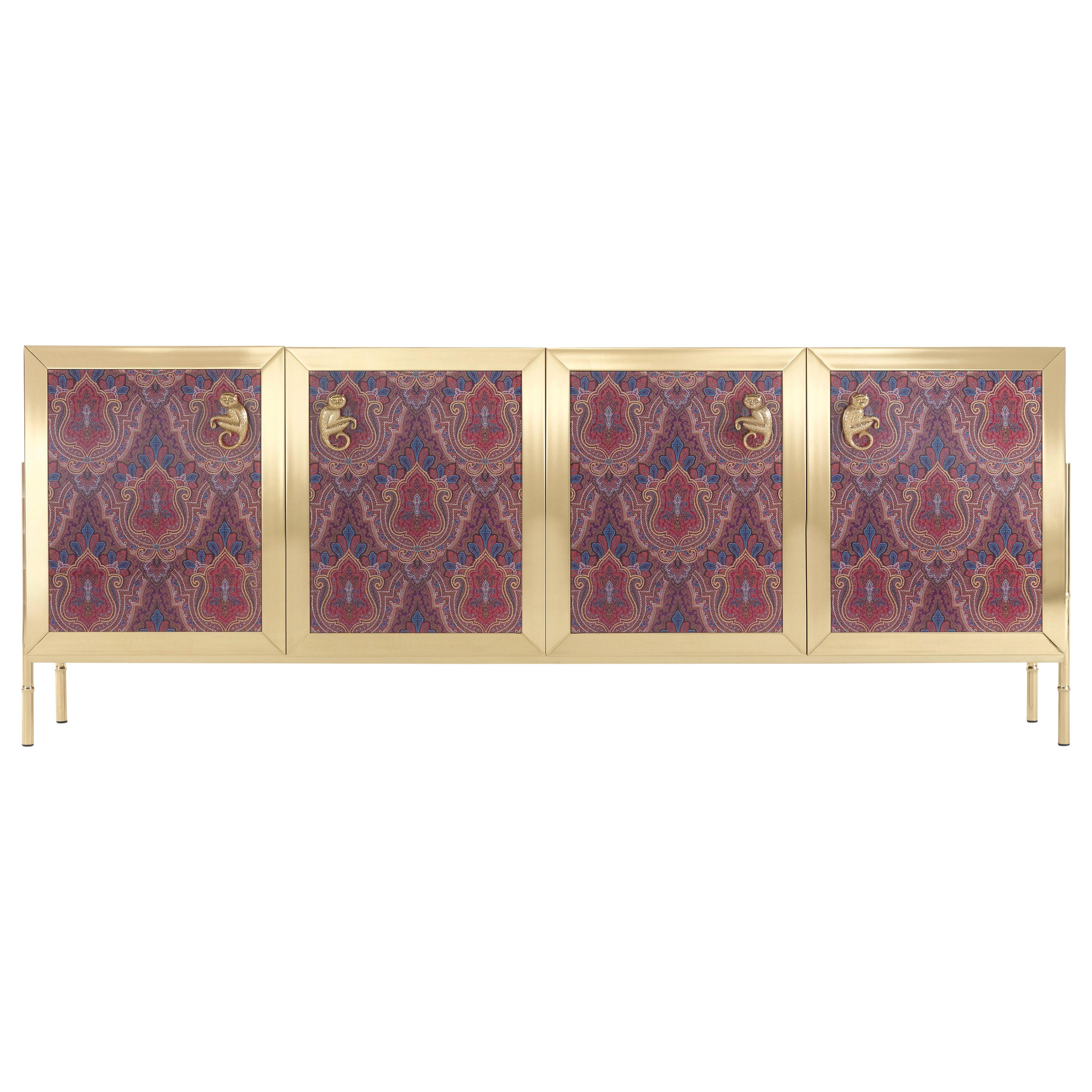 21st Century Janis Sideboard in Brass and Fabric by Etro Home Interiors