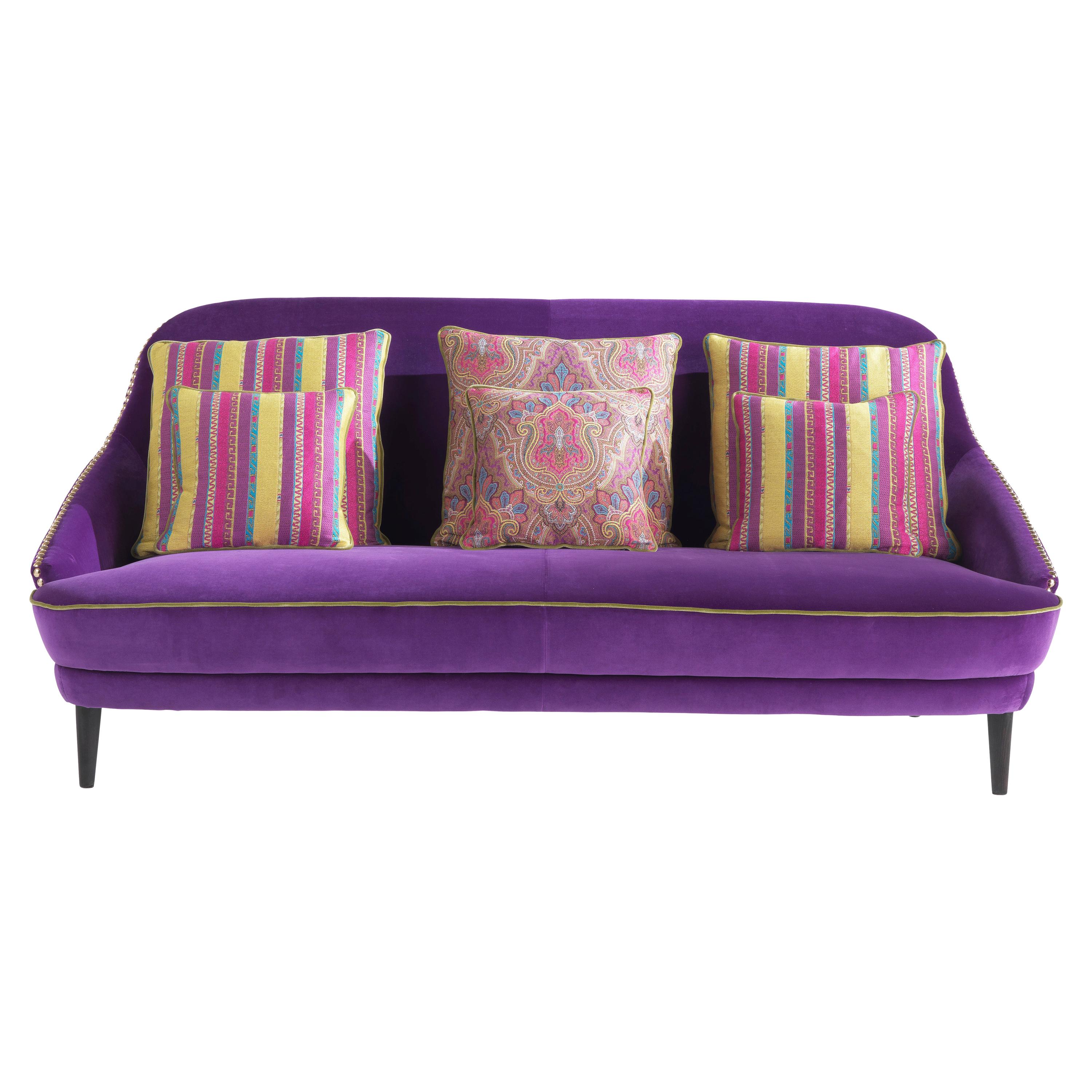 21st Century Jefferson 2-Seater Sofa in Wood and Velvet by Etro Home Interiors