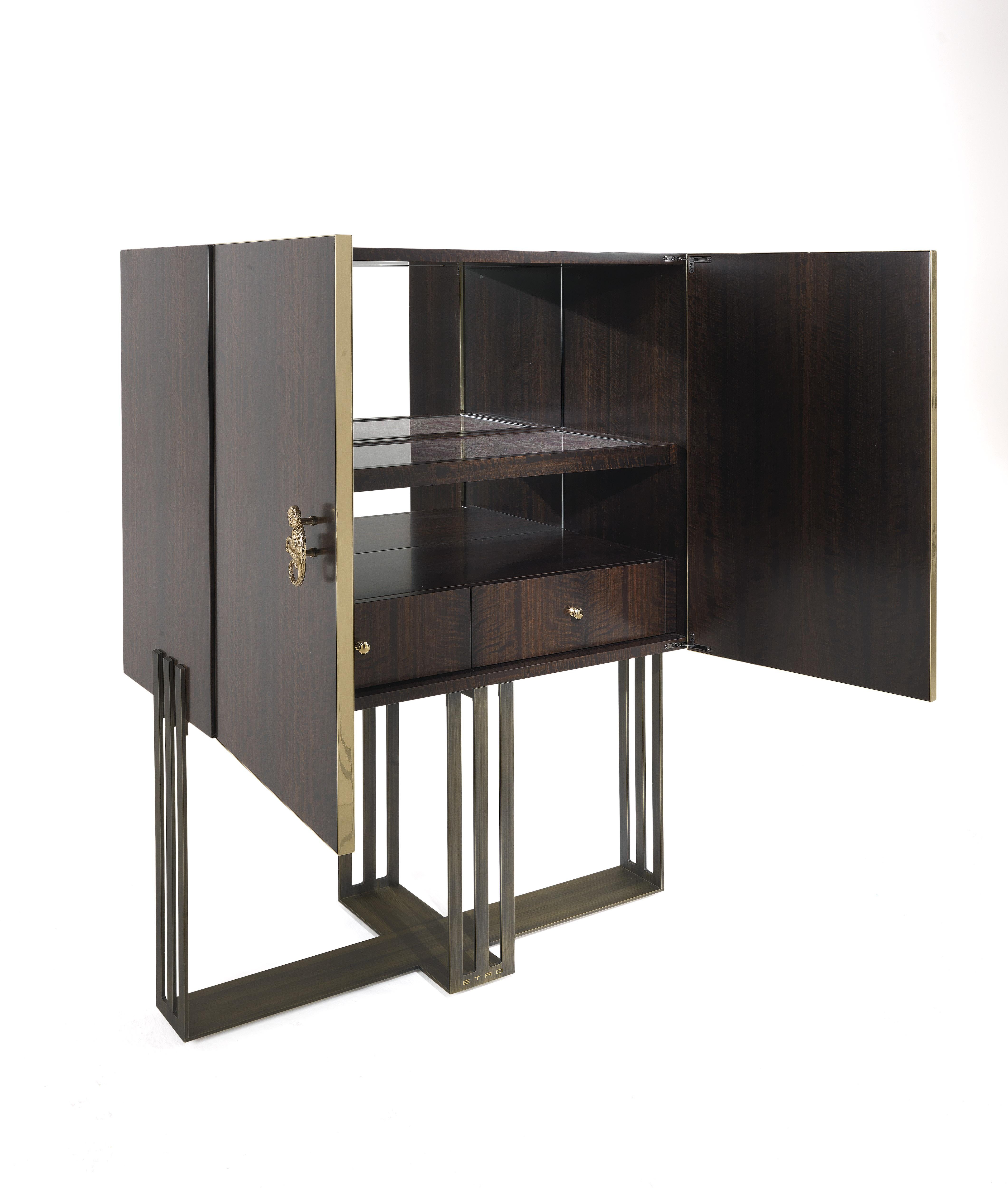 Modern 21st Century Klee Bar Unit in Wood and Metal by Etro Home Interiors For Sale