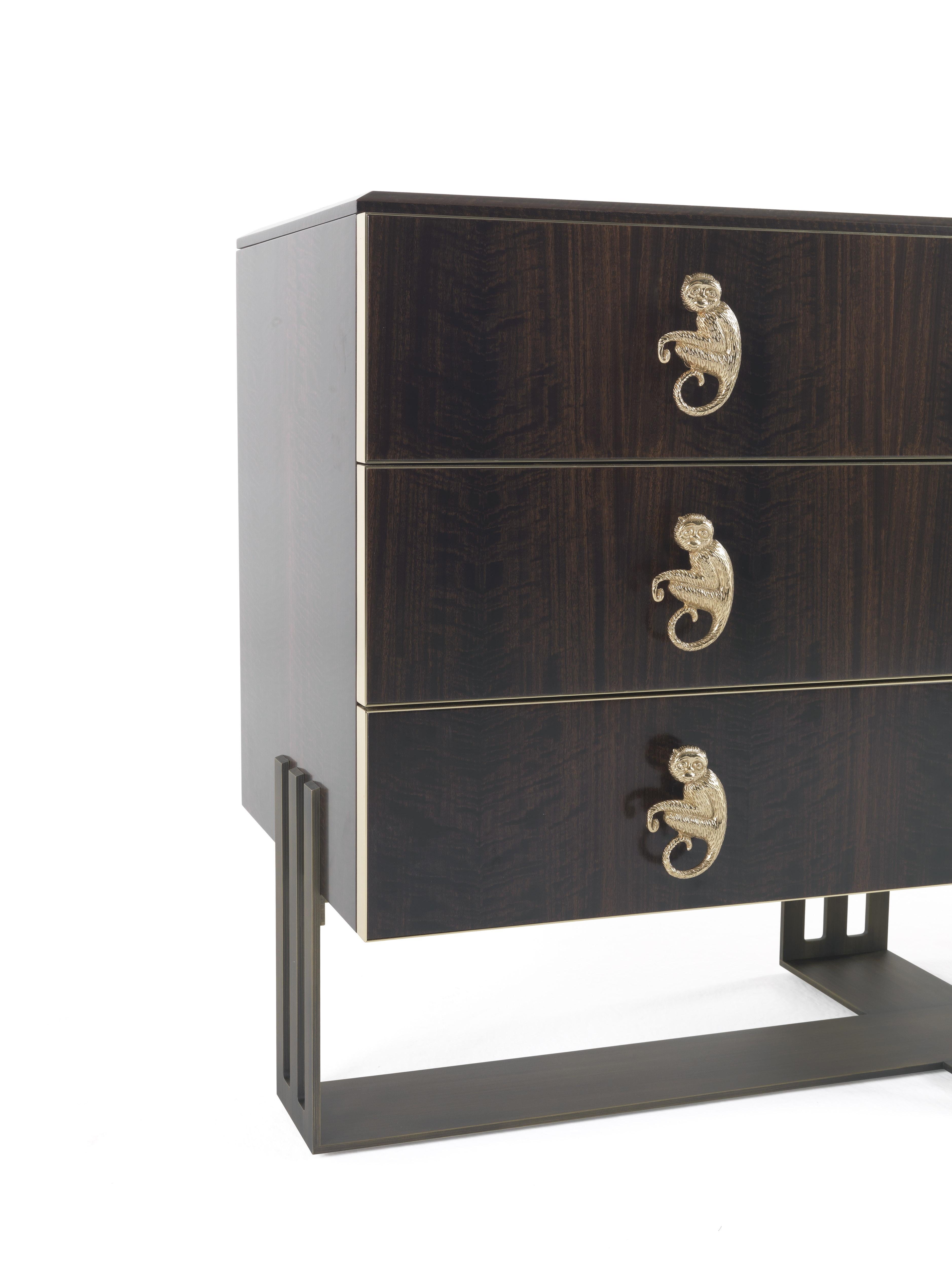 Modern 21st Century Klee Chest of Drawers in Wood and Brass by Etro Home Interiors For Sale