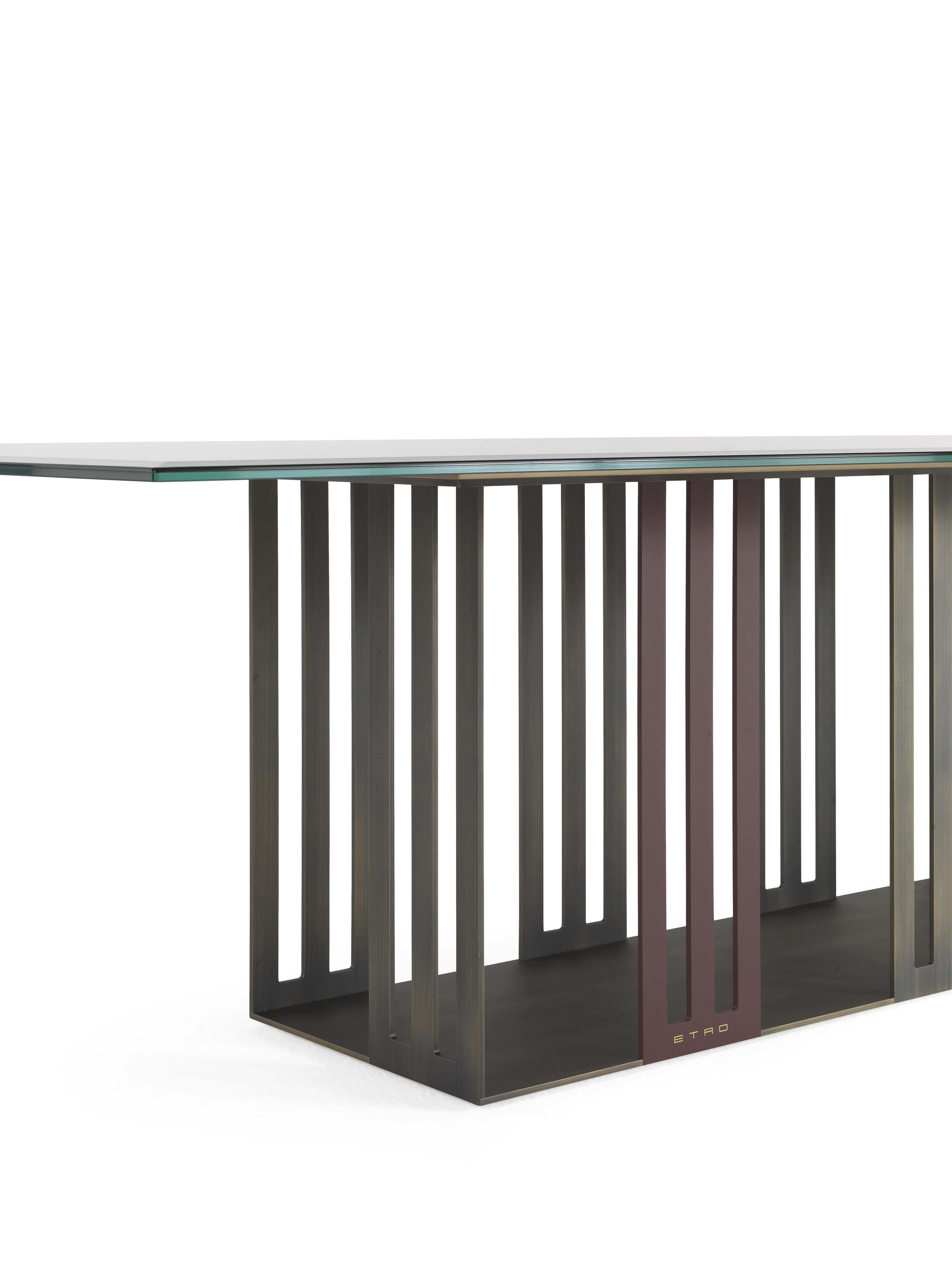 Modern 21st Century Klee Dining Table in Metal and Glass Top by Etro Home Interiors For Sale