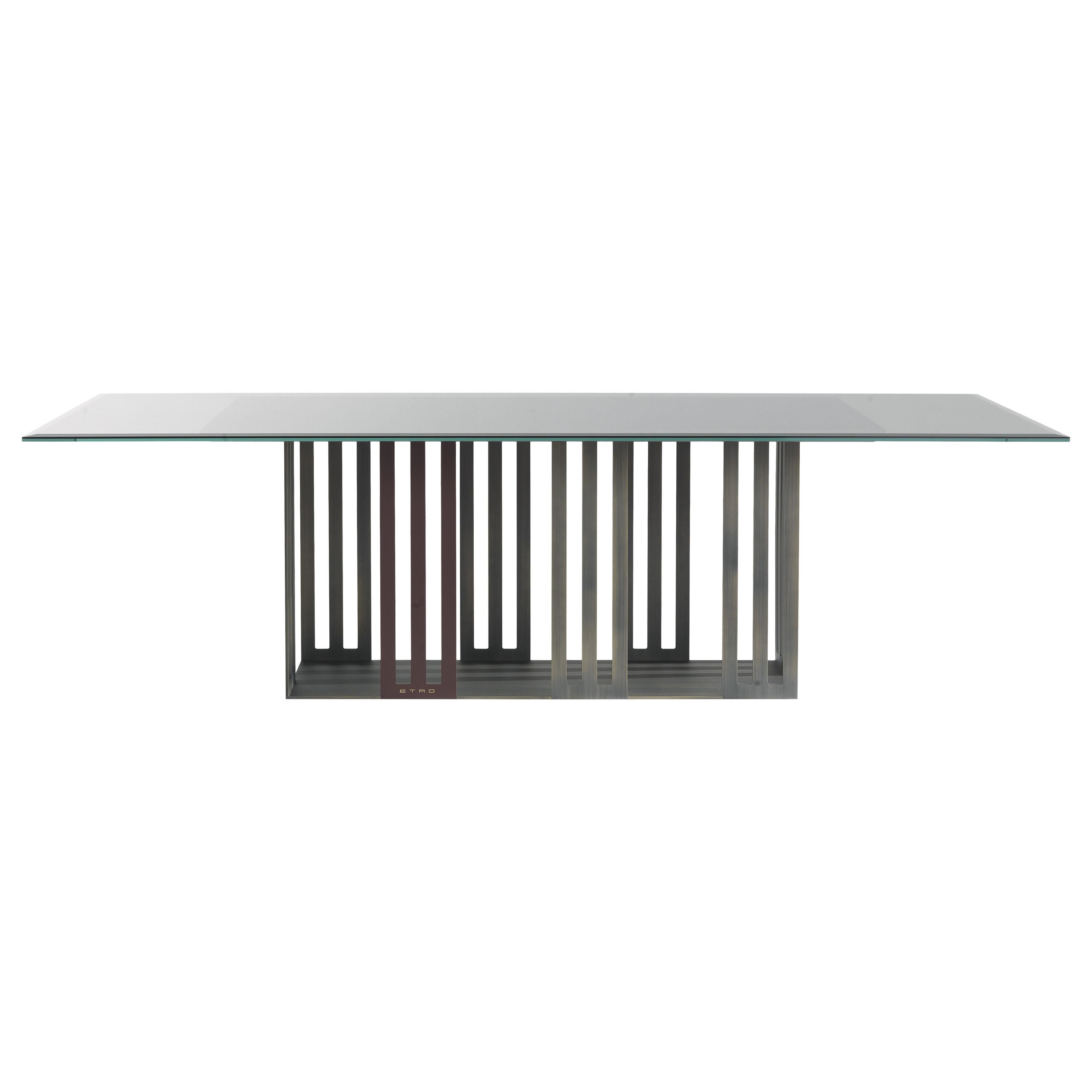 21st Century Klee Dining Table in Metal and Glass Top by Etro Home Interiors
