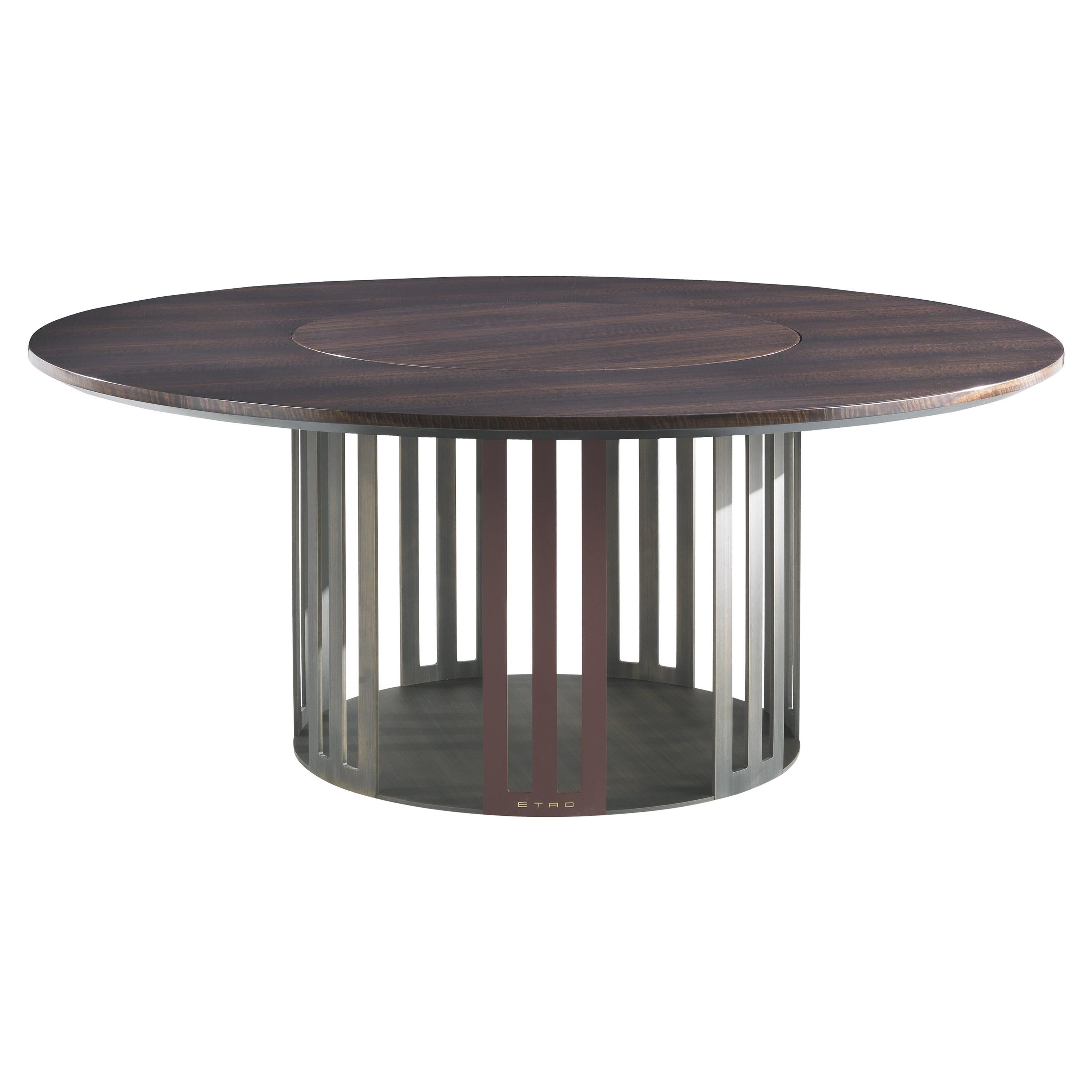 Table de salle à manger ronde Klee du 21e siècle en bois et métal par Etro Home Interiors