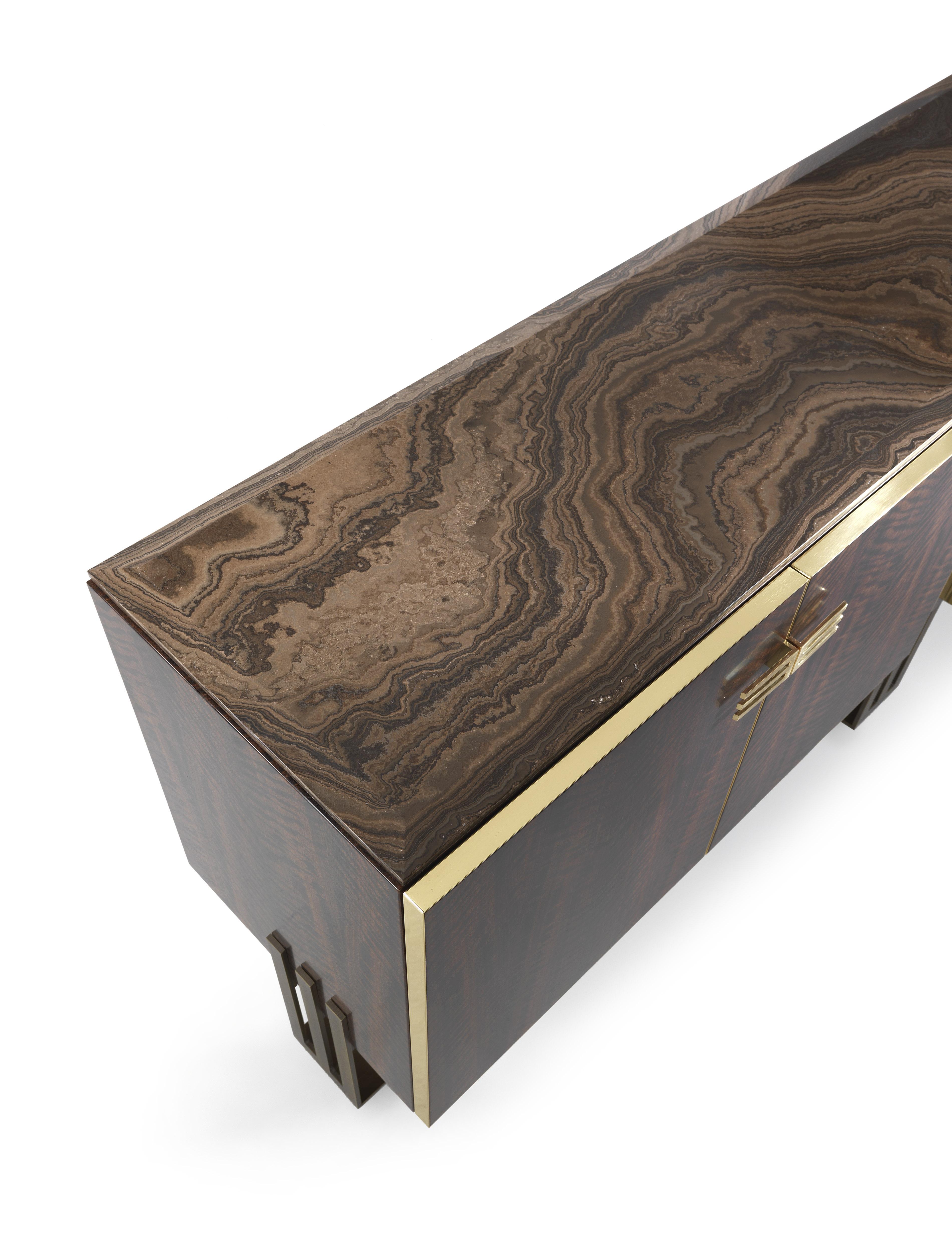 Italian 21st Century Klee Sideboard in Wood with Marble Top by Etro Home Interiors For Sale