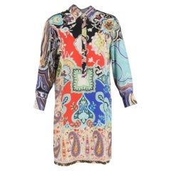 Knielanges, bedrucktes Kleid von Etro aus mehrfarbiger Seide