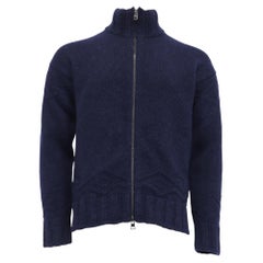 Cardigan lavorato a maglia con cerniera di Etro in cashmere blu navy