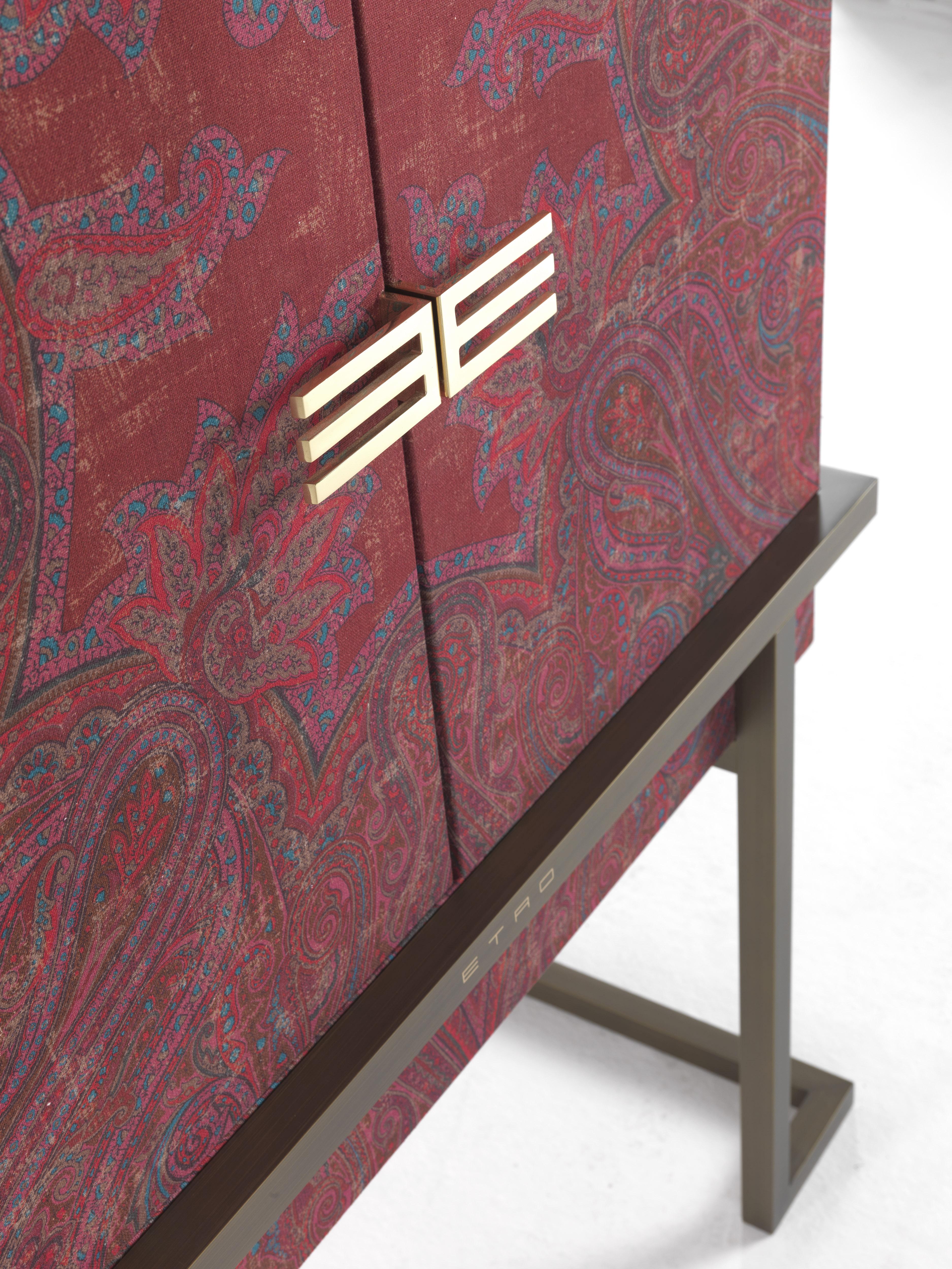 Italian 21st Century Kolkata Cabinet in Fabric and Metal by Etro Home Interiors