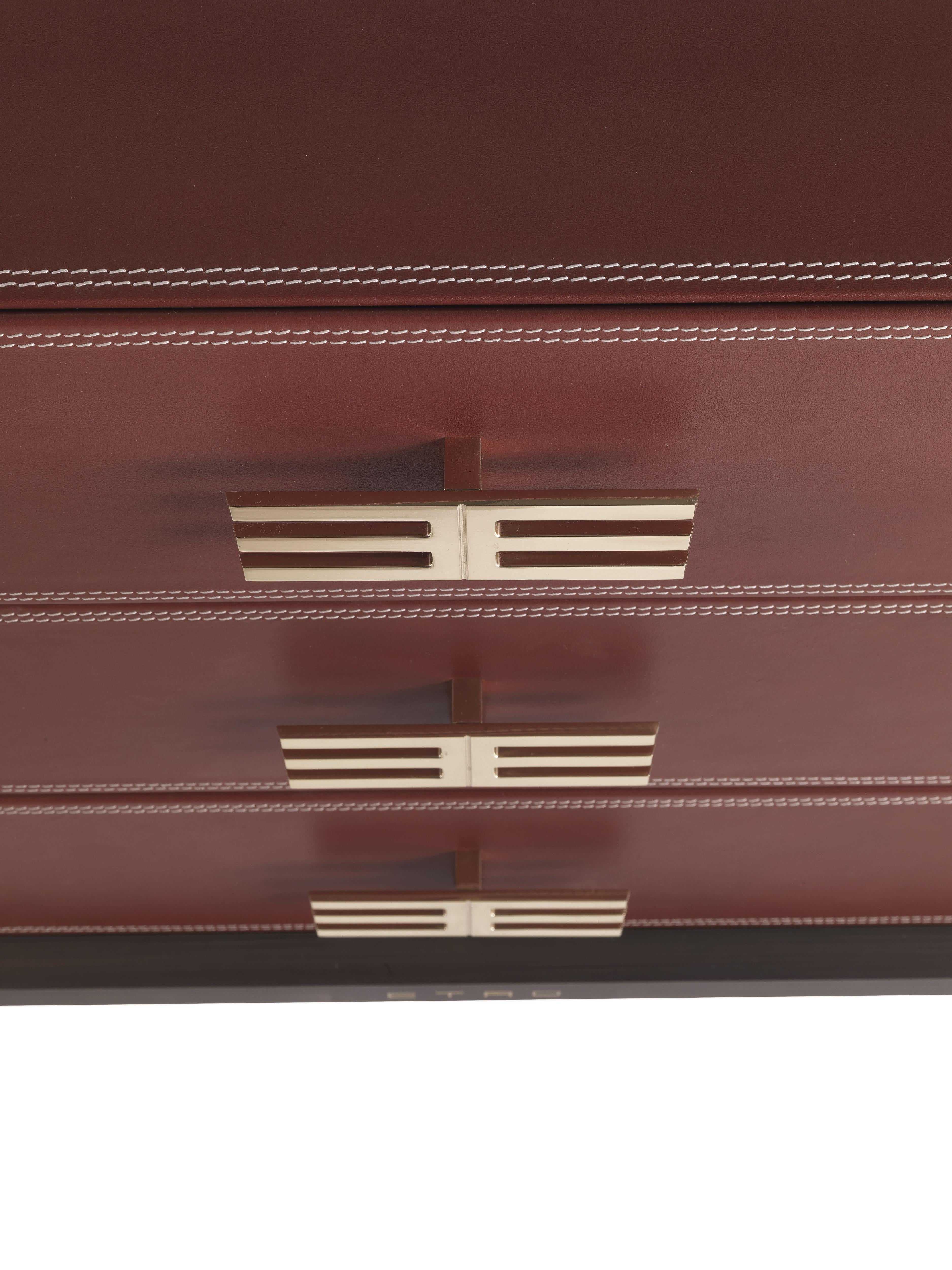 Modern 21st Century Kolkata Chest of Drawers in Leather by Etro Home Interiors