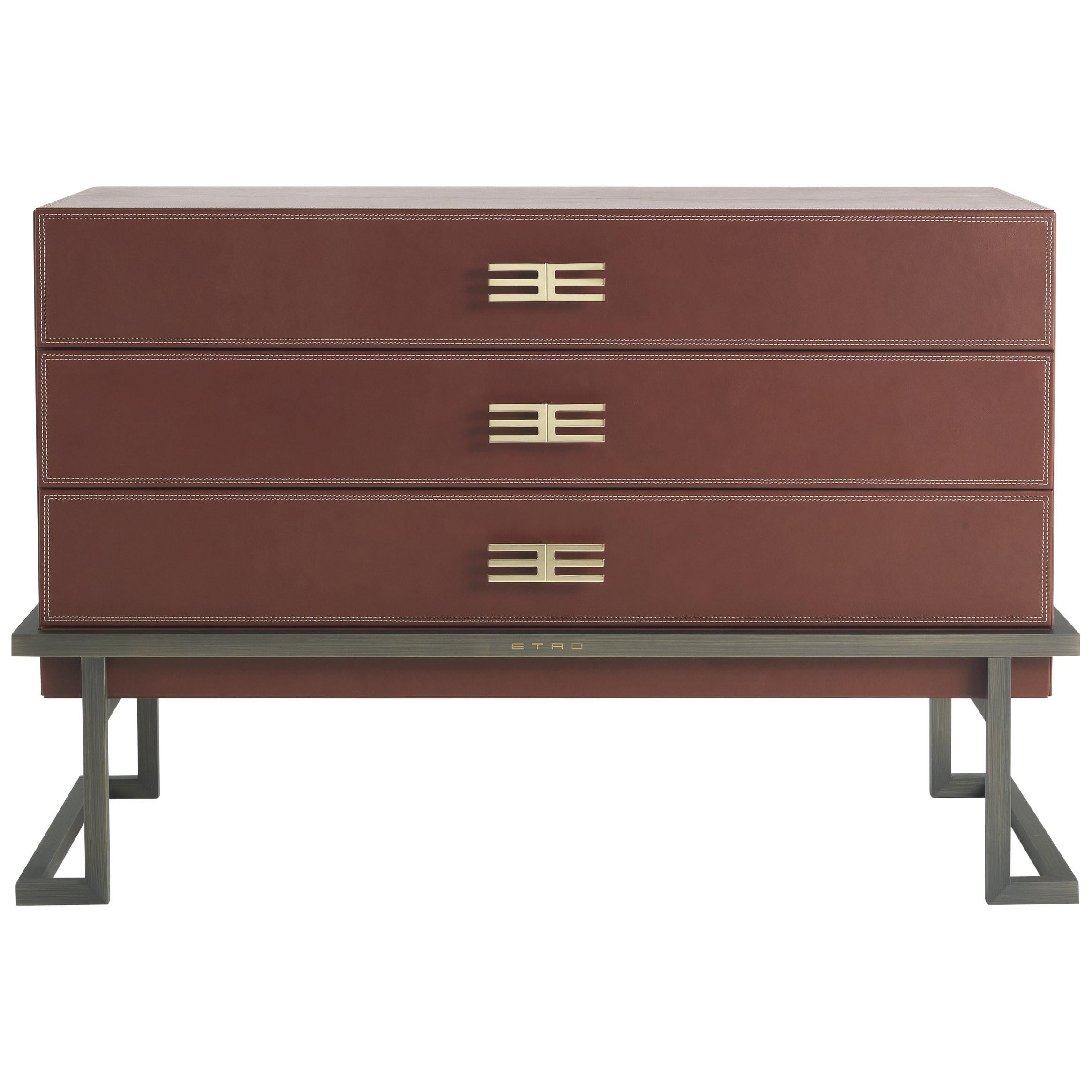 21st Century Kolkata Chest of Drawers in Leather by Etro Home Interiors