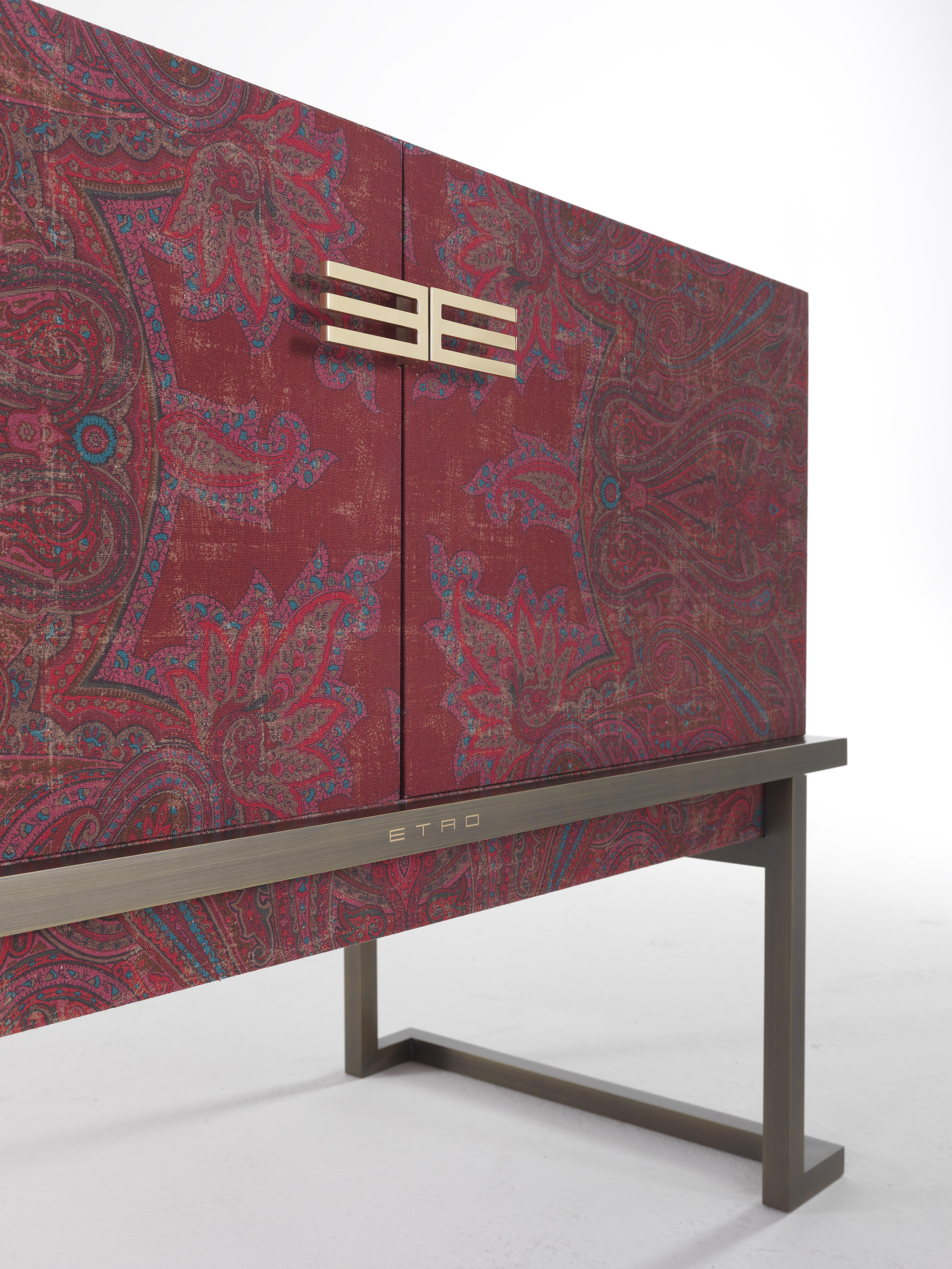 Italian 21st Century Kolkata Sideboard in Wood and Fabric by Etro Home Interiors