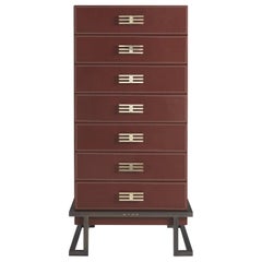 21st Century Kolkata Tall Chest of Drawers in Leather by Etro Home Interiors