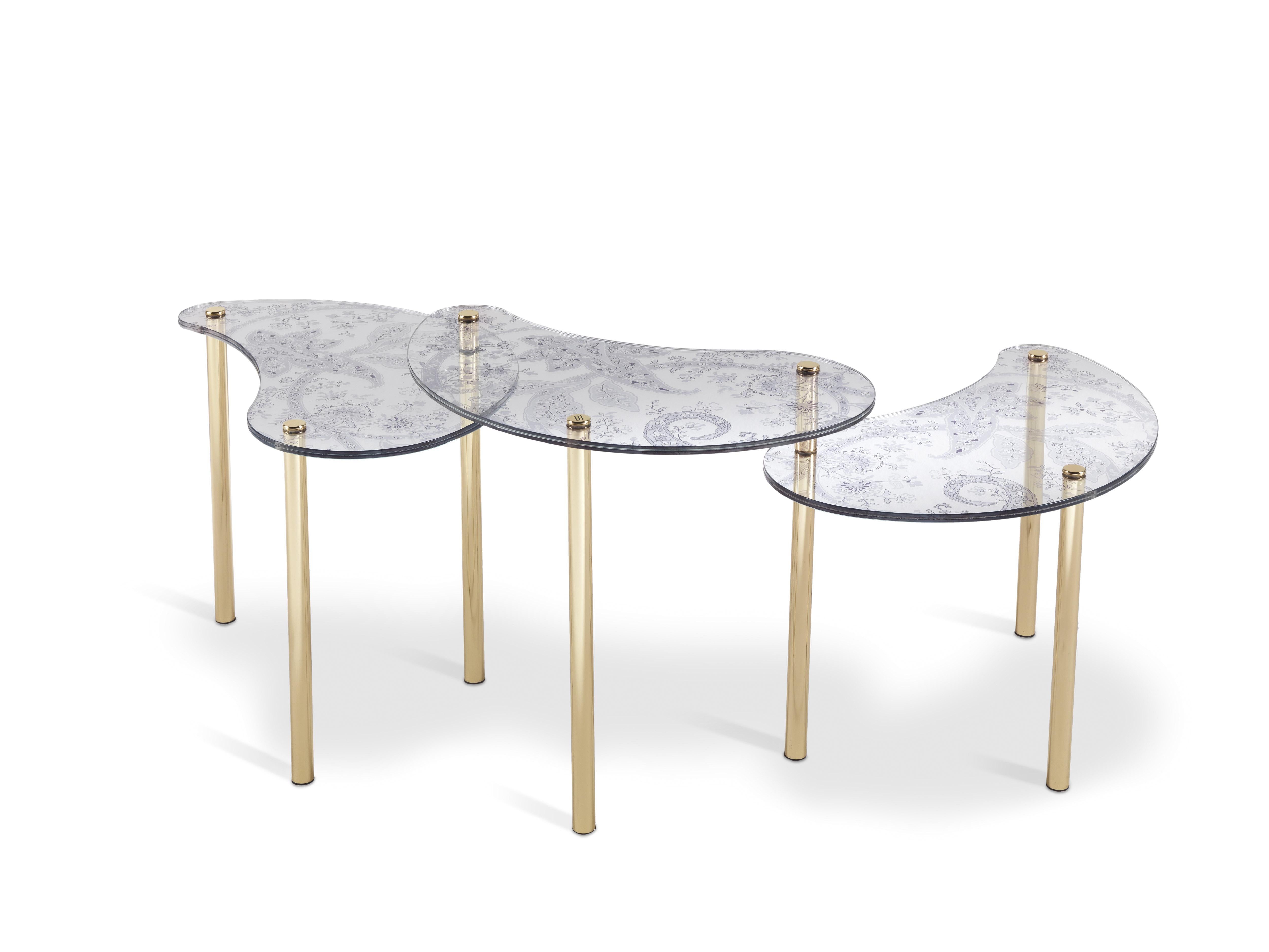 Modern 21st Century Krishna Small Table in Glass and Brass by Etro Home Interiors