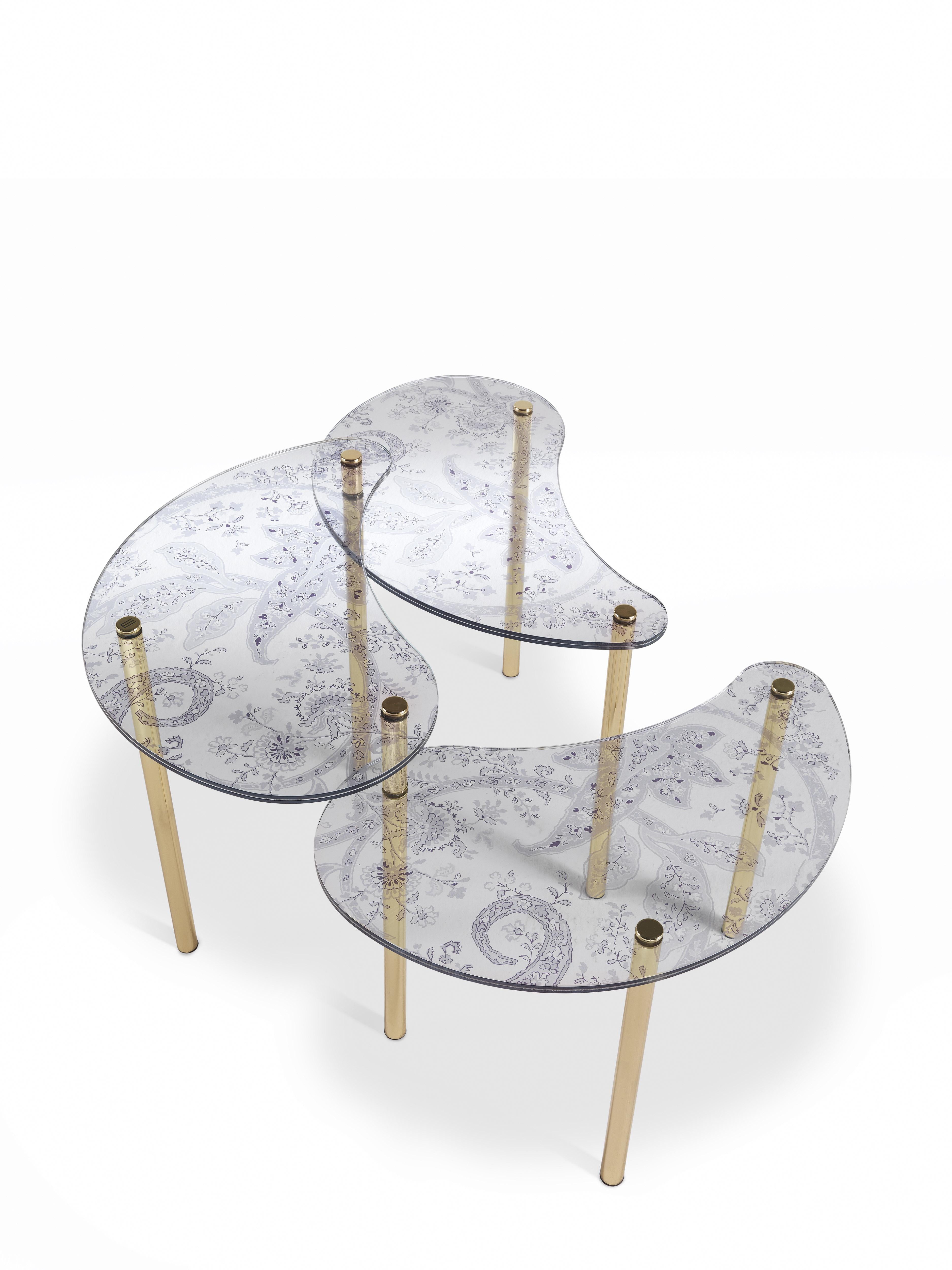 Italian 21st Century Krishna Small Table in Glass and Brass by Etro Home Interiors