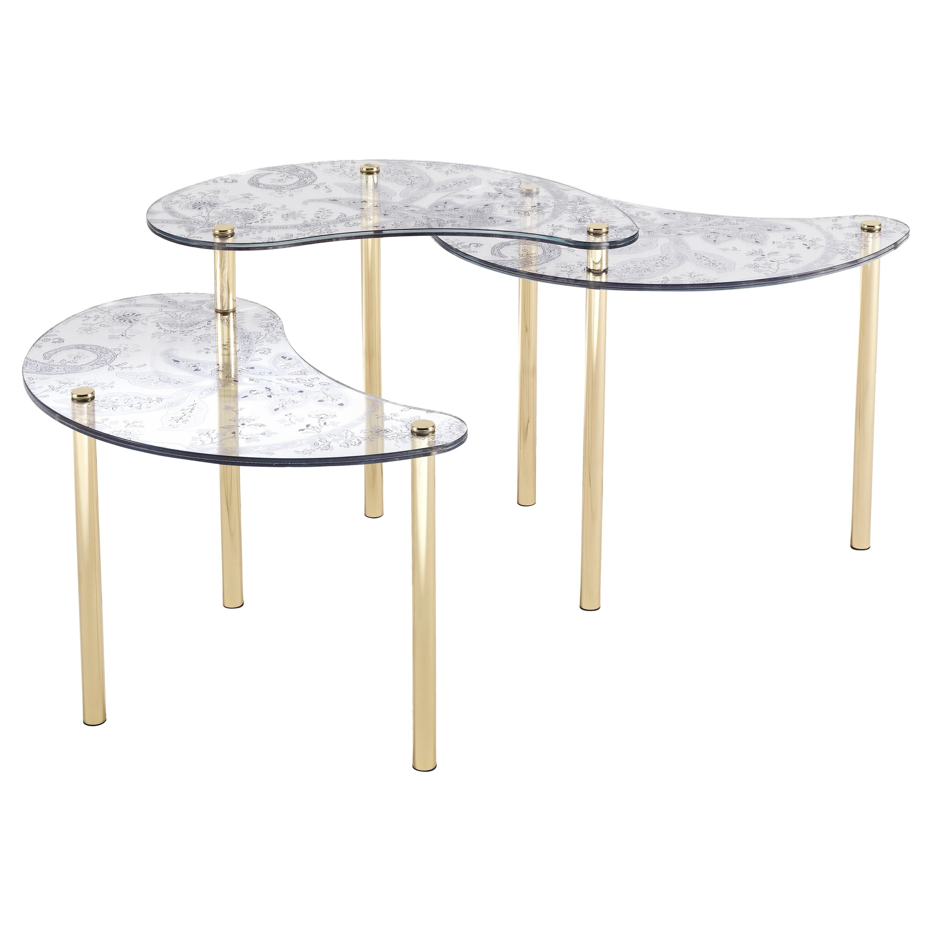 Krishna, kleiner Tisch aus Glas und Messing des 21. Jahrhunderts von Etro Home Interiors