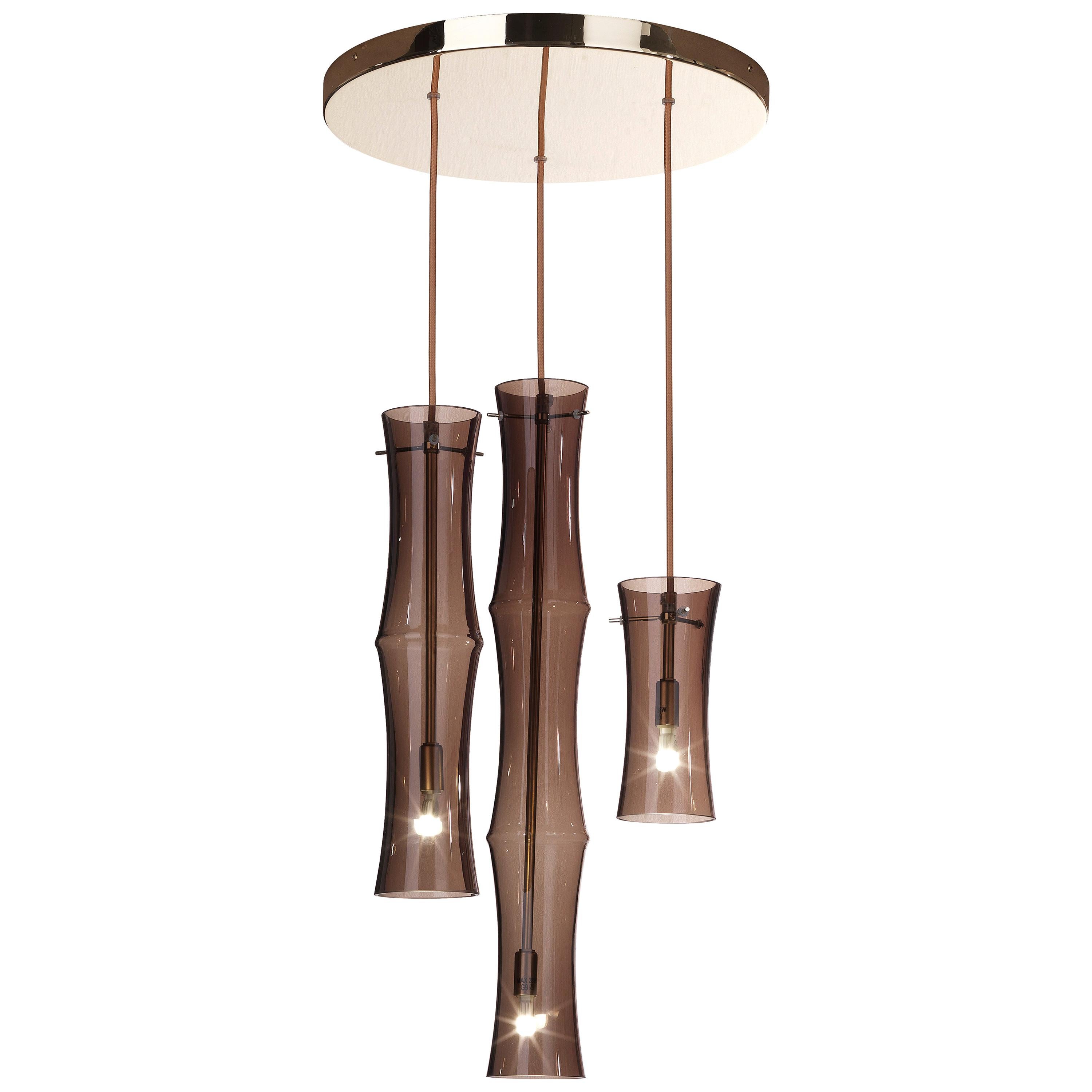 21st Century Kyoto 3-Light Chandelier in Bronzed Glass by Etro Home Interiors