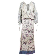 Etro Lace Trimmed Printed Crepe De Chine Maxi Dress IT 42 UK 10