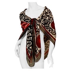 Etro Large Black and White Silk Chiffon Shawl