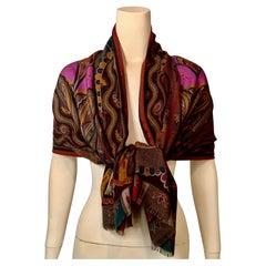 Etro Large Paisley Shawl with Purple Center
