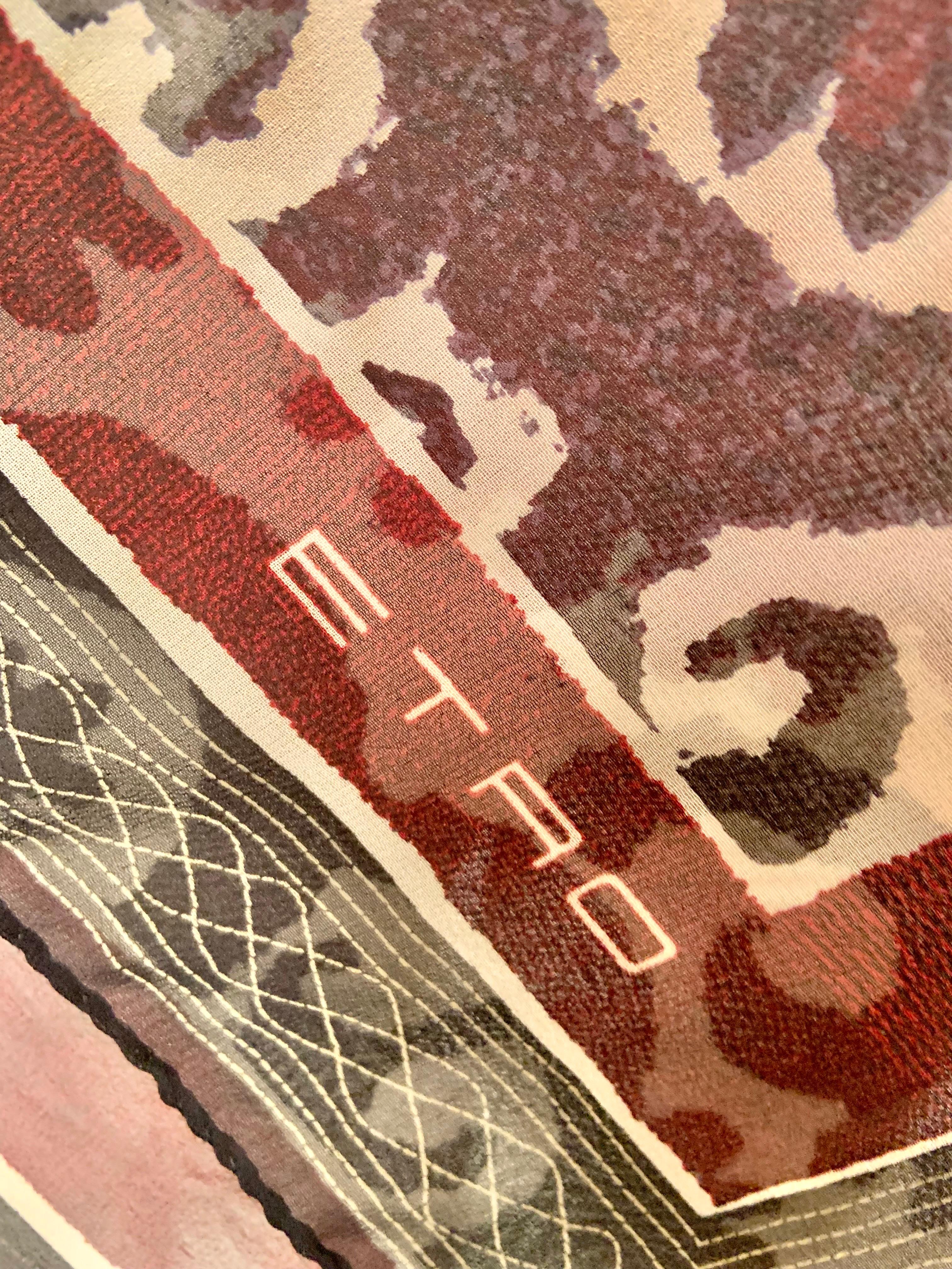 Scialle grande in chiffon di seta bianca e nera di Etro in vendita 4