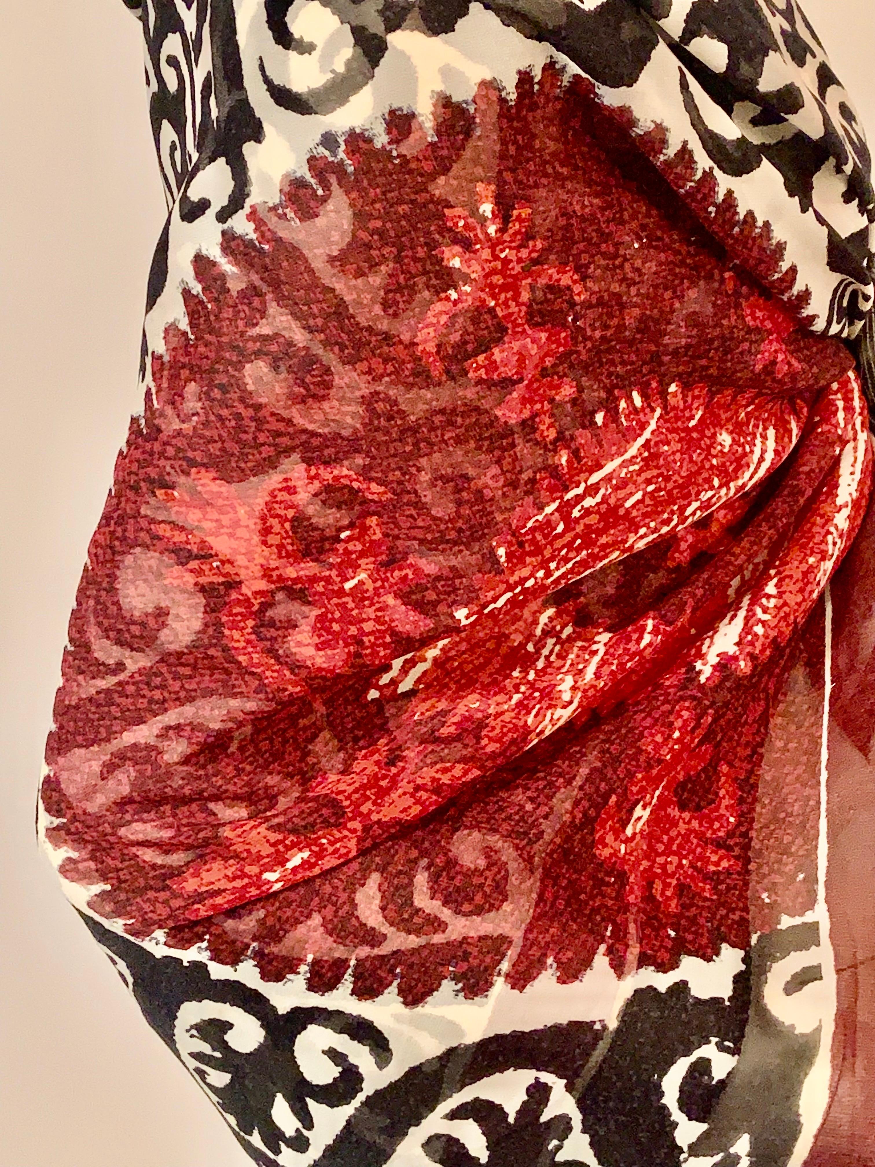 Scialle grande in chiffon di seta bianca e nera di Etro in vendita 1
