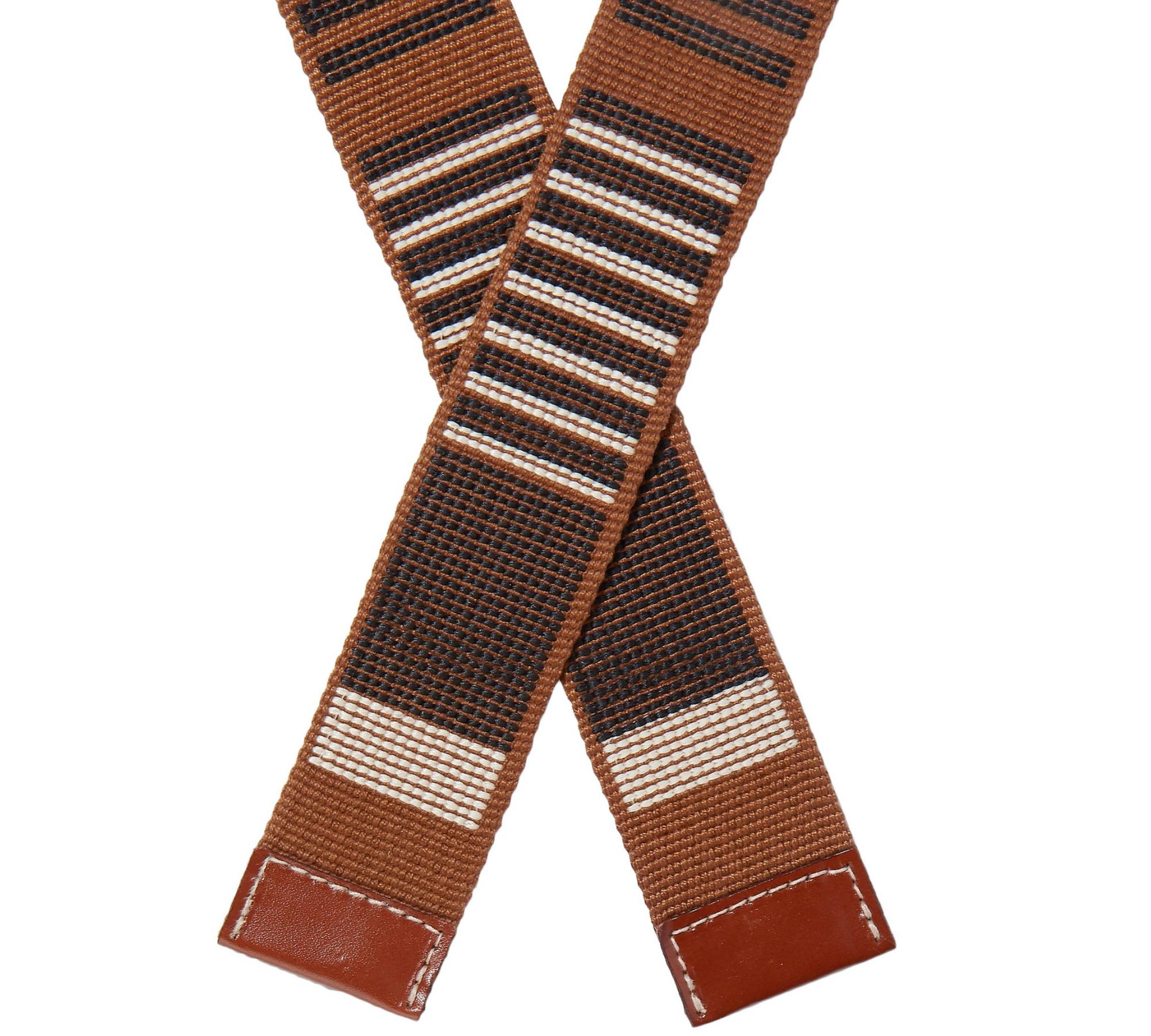 Donna Etro Cintura in vita in cotone e tela ricamata marrone/crema con finiture in pelle SZ Medium