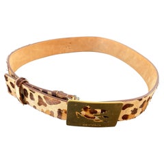 ETRO Leopard-Print Leather Belt with the Iconic Pegaso Brass Buckle