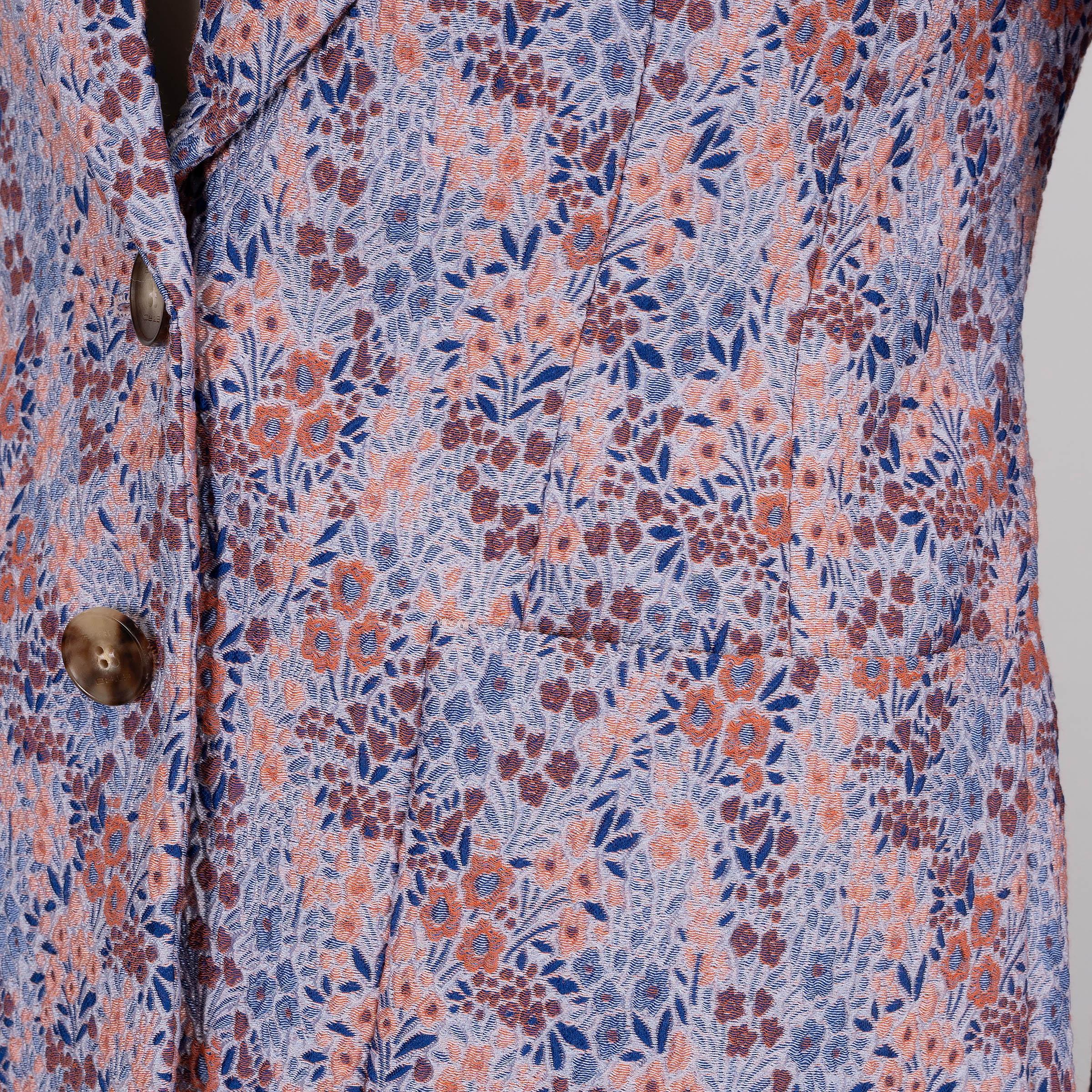 Women's ETRO light blue & pink 2024 MICRO FLORAL JACQUARD Blazer Jacket 40 S For Sale