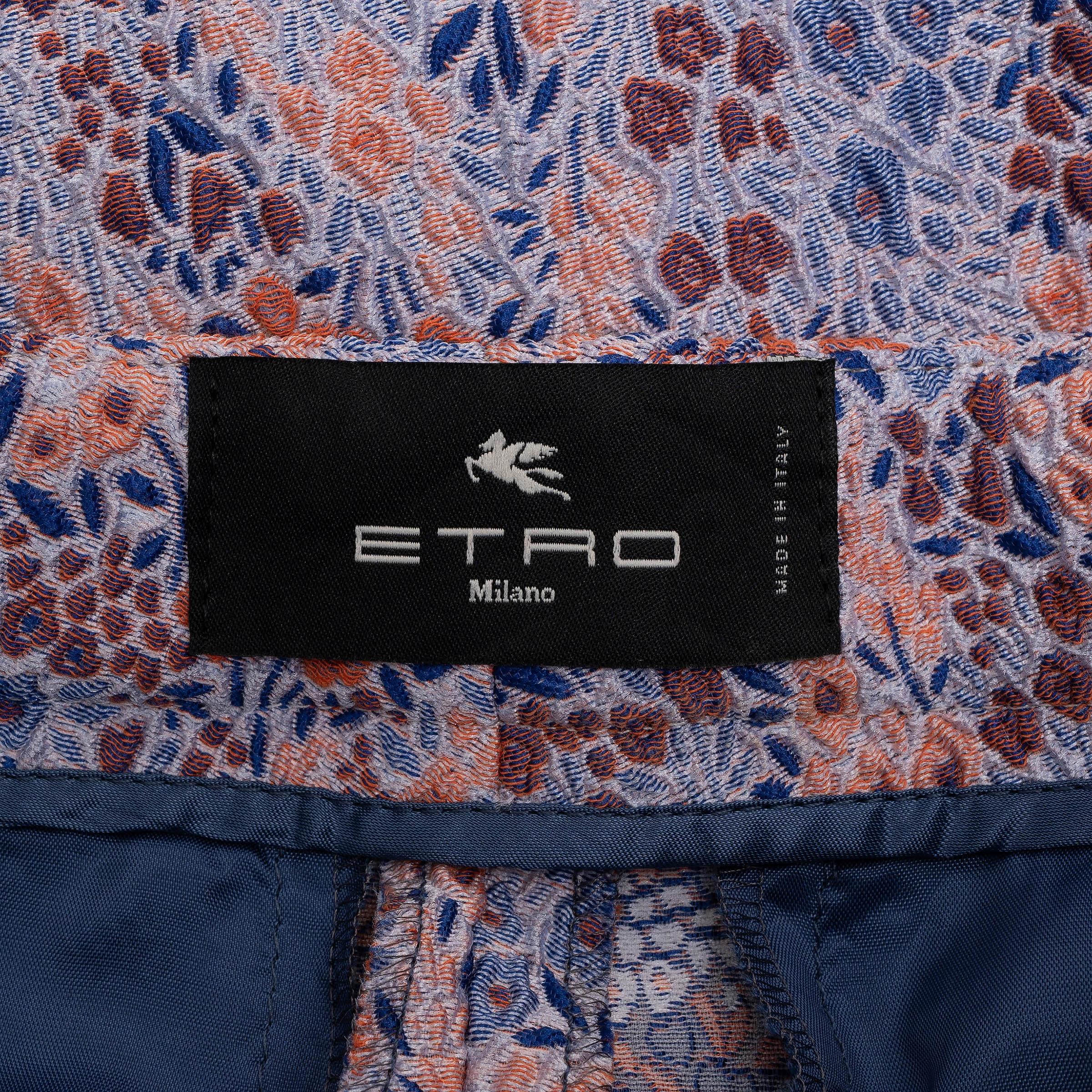 ETRO light blue & pink 2024 MICRO FLORAL JACQUARD Blazer Jacket 40 S For Sale 1