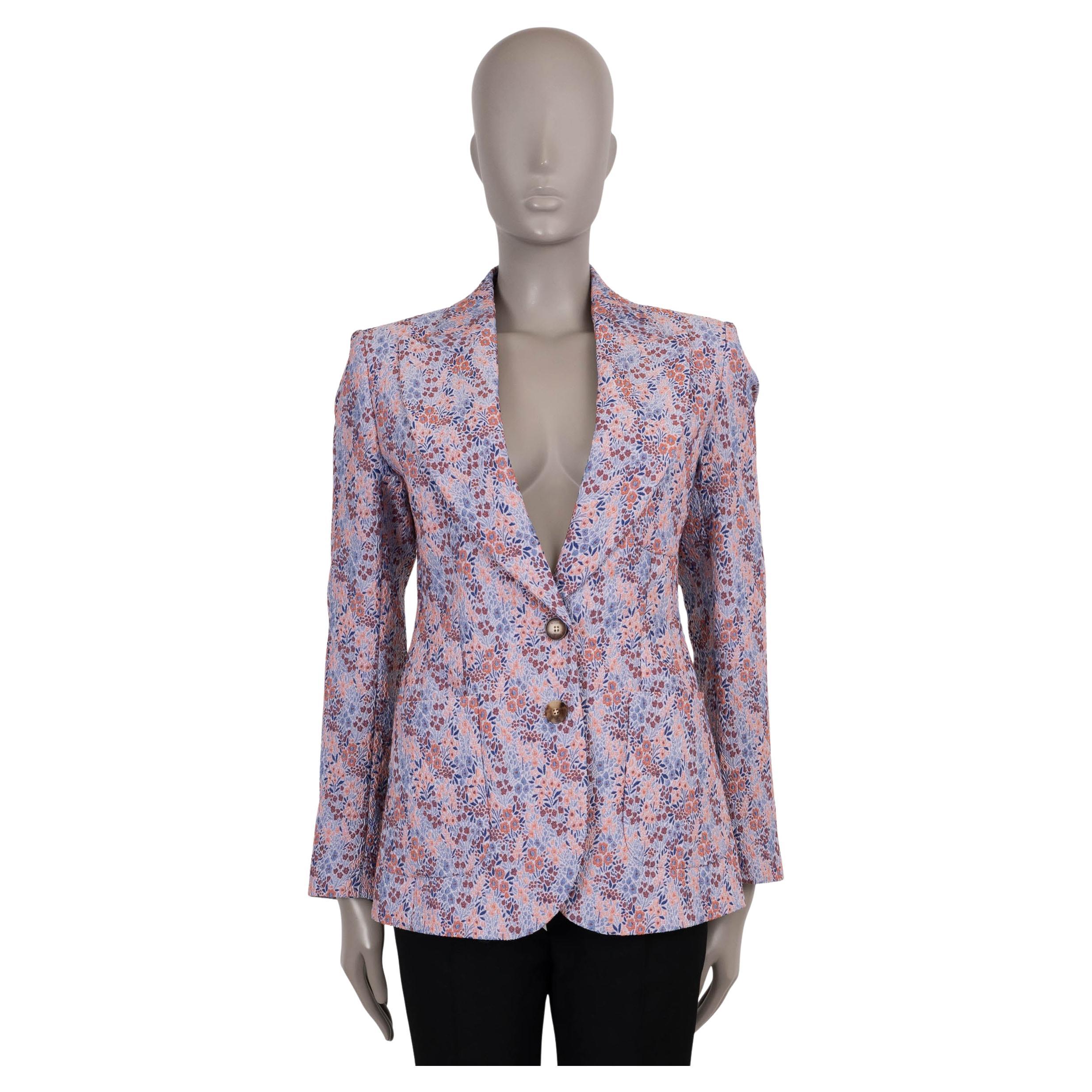 ETRO light blue & pink 2024 MICRO FLORAL JACQUARD Blazer Jacket 40 S For Sale