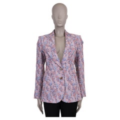 ETRO light blue & pink 2024 MICRO FLORAL JACQUARD Blazer Jacket 40 S