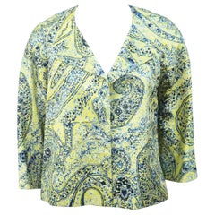 Etro Lime Green and Blue Silk Print Jacket - 38