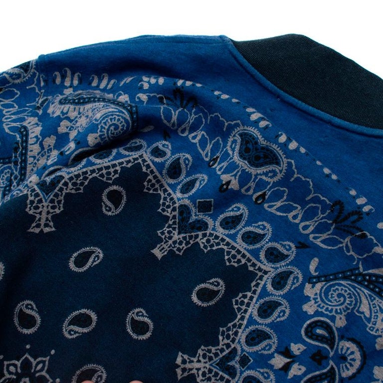 Men's Blue Paisley Printed Bomber Jacket