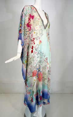Etro Los Angeles Silk Spring Floral & Bees Print Long Caftan with Self Belt Lg.