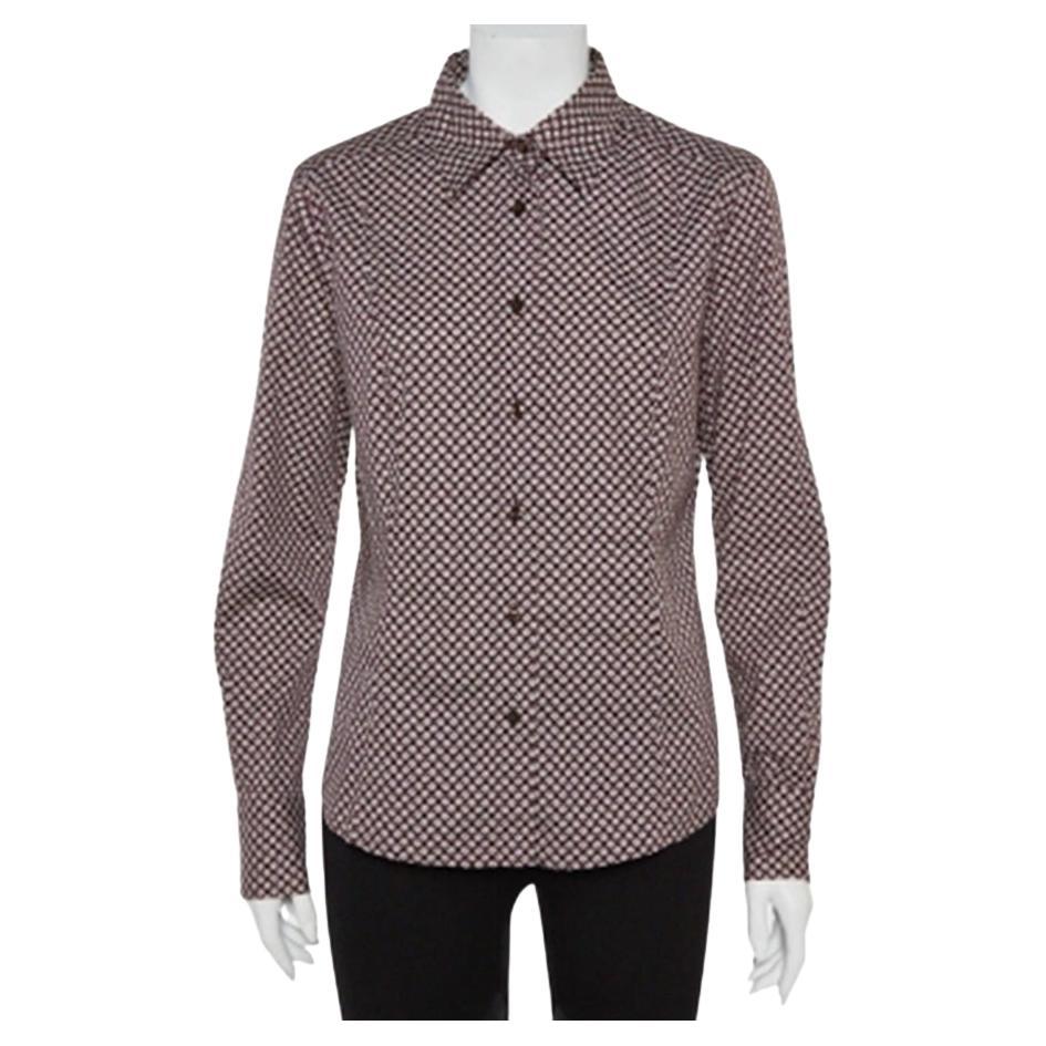 Etro Maroon Cotton Floral Print Full Sleeve Shirt L For Sale