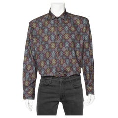 Etro - Chemise à boutons sur le devant en coton mélangé imprimé marron 3XL