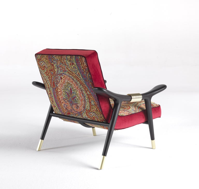 Etro Masai Armchair in MultiColor Paisley and Wood For Sale at 1stdibs