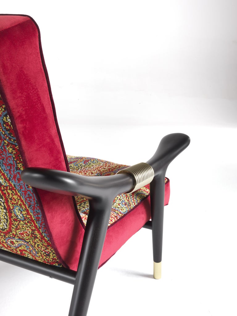 Etro Masai Armchair in MultiColor Paisley and Wood For Sale at 1stdibs