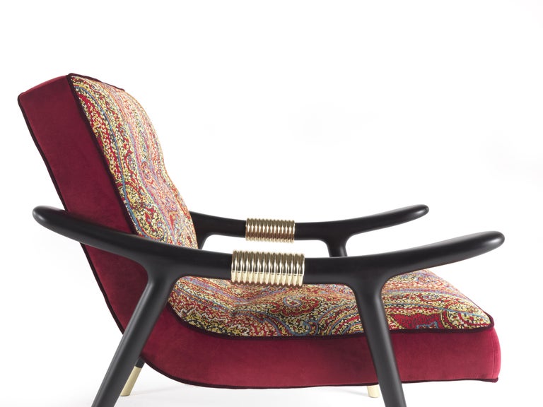 Etro Masai Armchair in MultiColor Paisley and Wood For Sale at 1stdibs