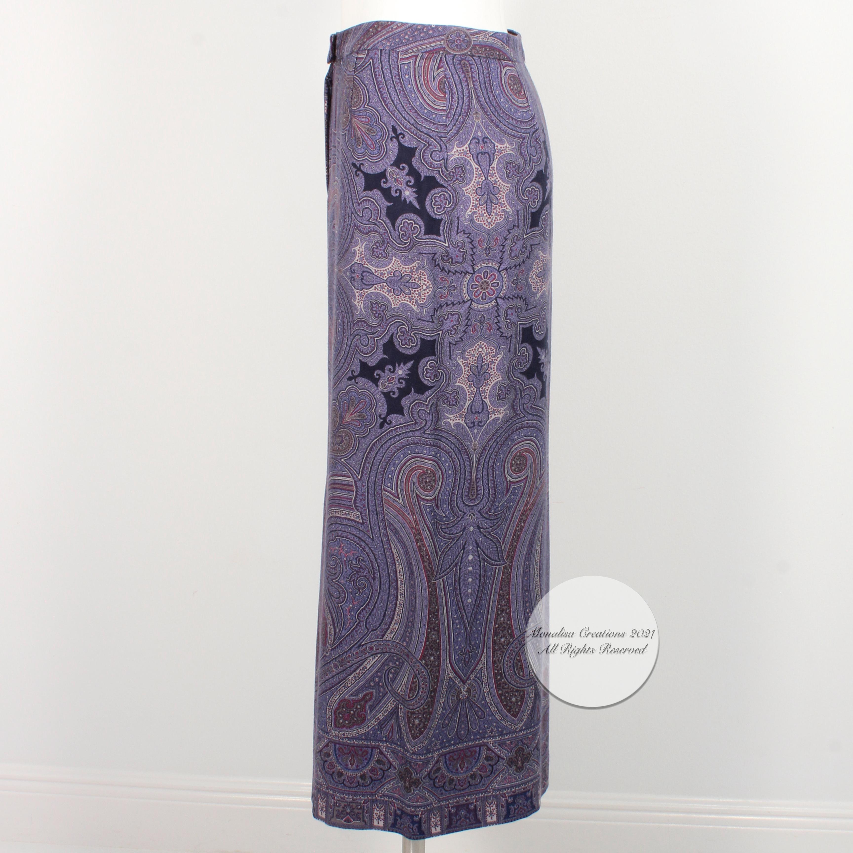 Etro Maxi Skirt Long Paisley Print Wool Silk Blend Italy Size 40 In Good Condition In Port Saint Lucie, FL