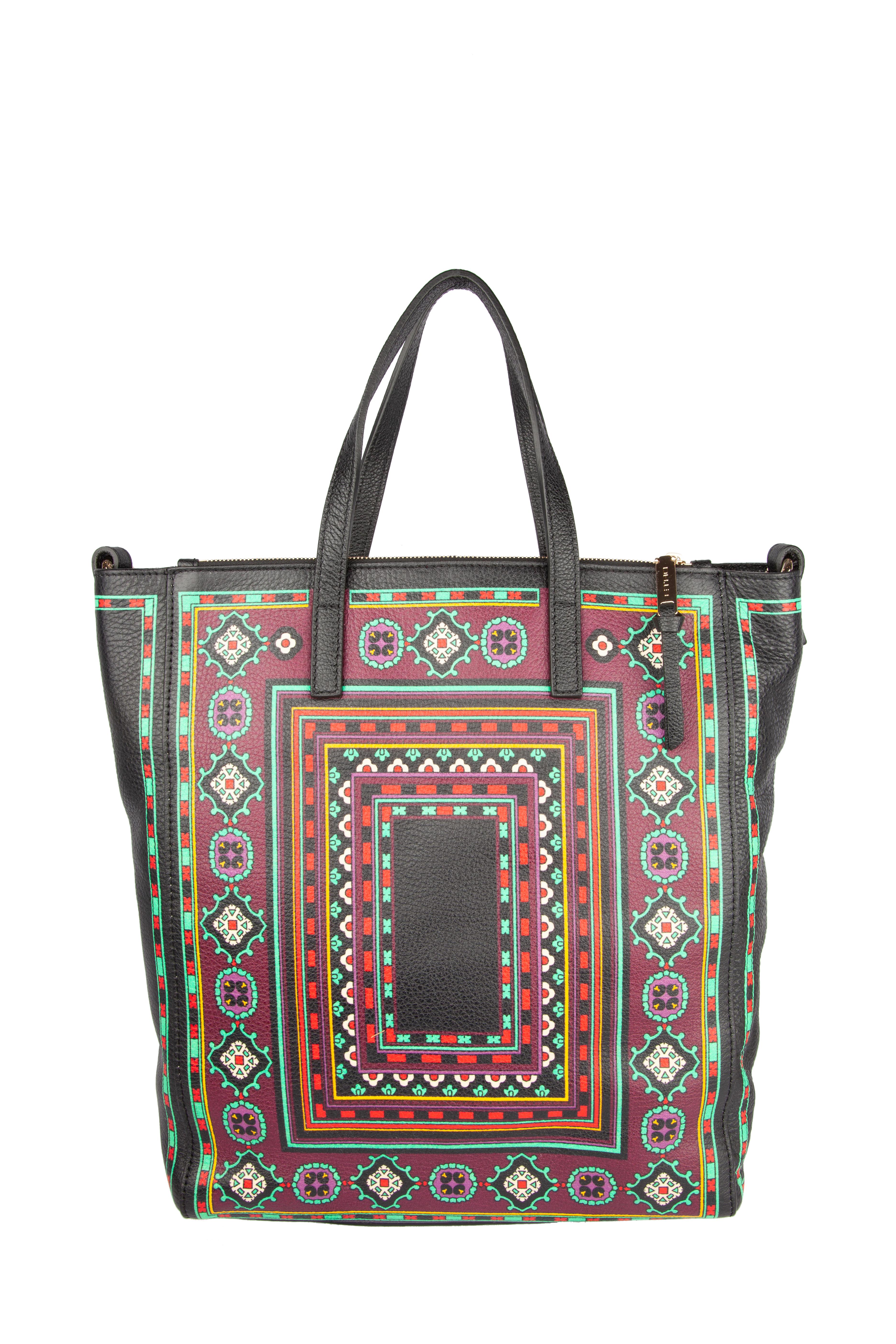 This Etro leather shopping tote bag features a southwest inspired print, zipper compartment, and a beautifully embroidered detachable strap. Brand new with tags. Made in Italy.

Dimensions: 13 x 10 x 4 inches approximately  

Material: Leather 